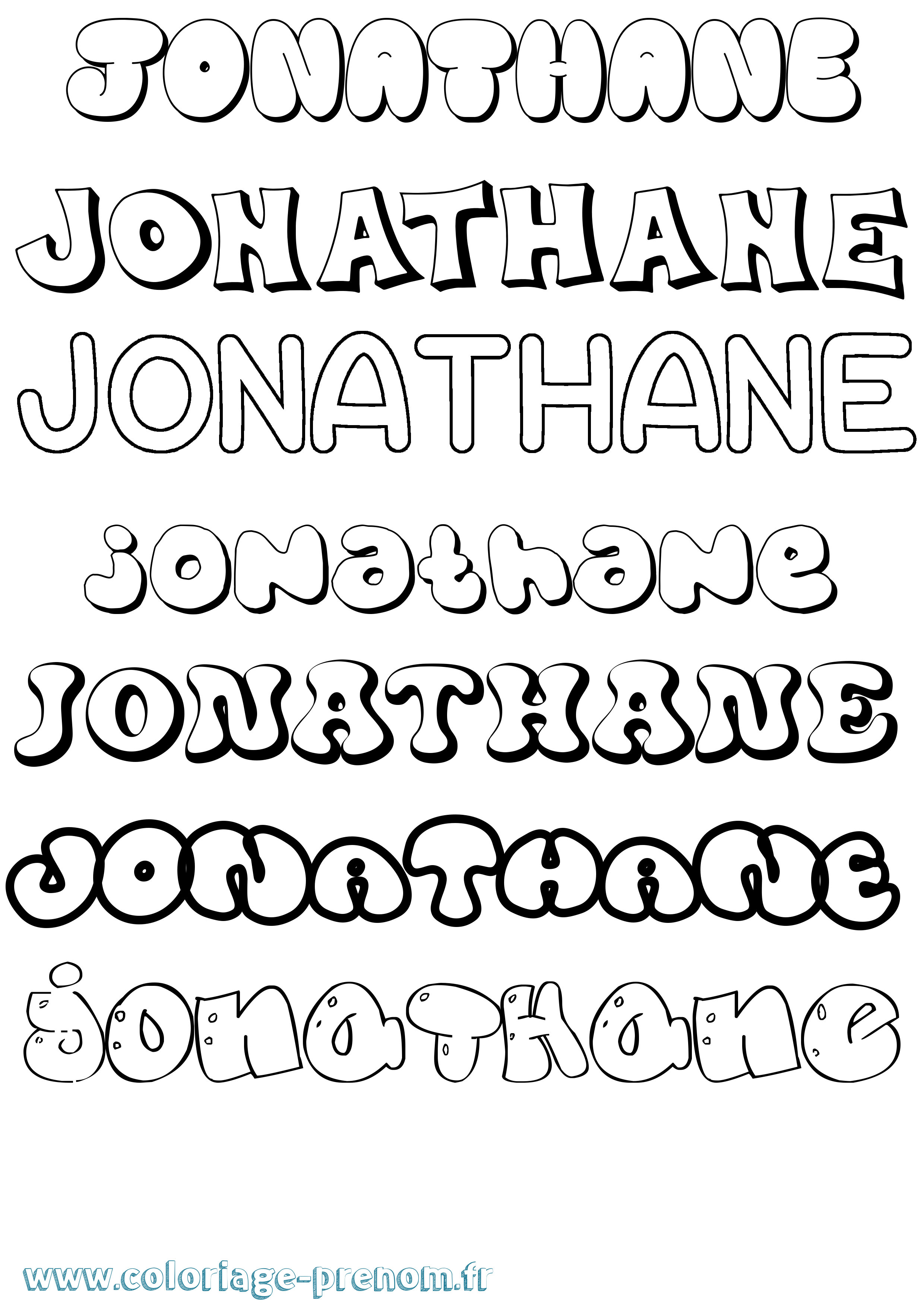 Coloriage prénom Jonathane Bubble