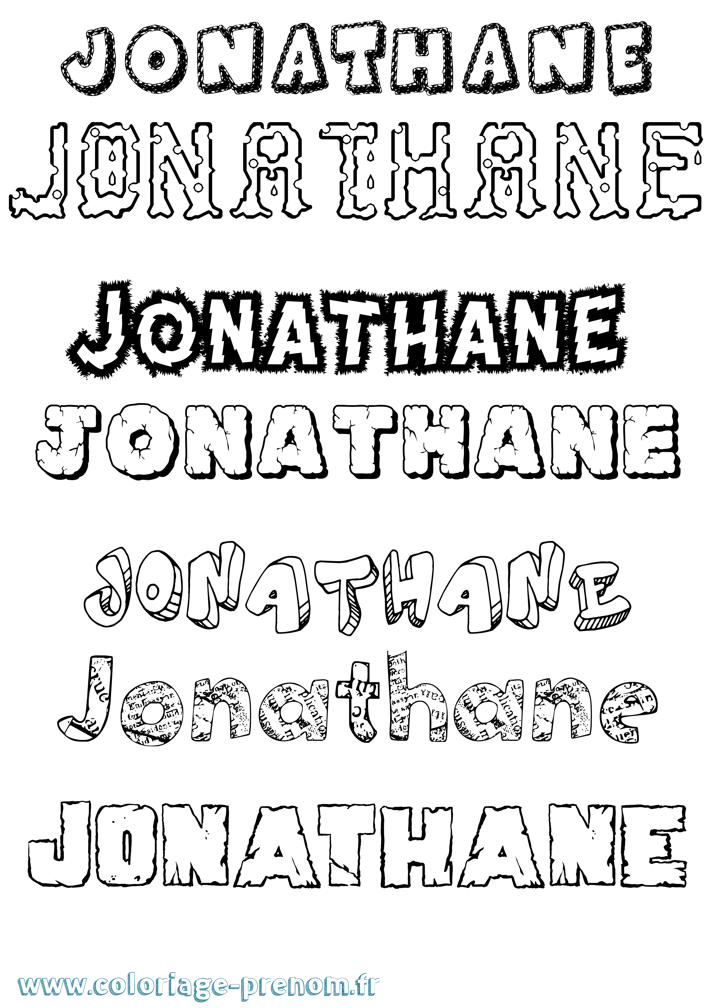 Coloriage prénom Jonathane Destructuré