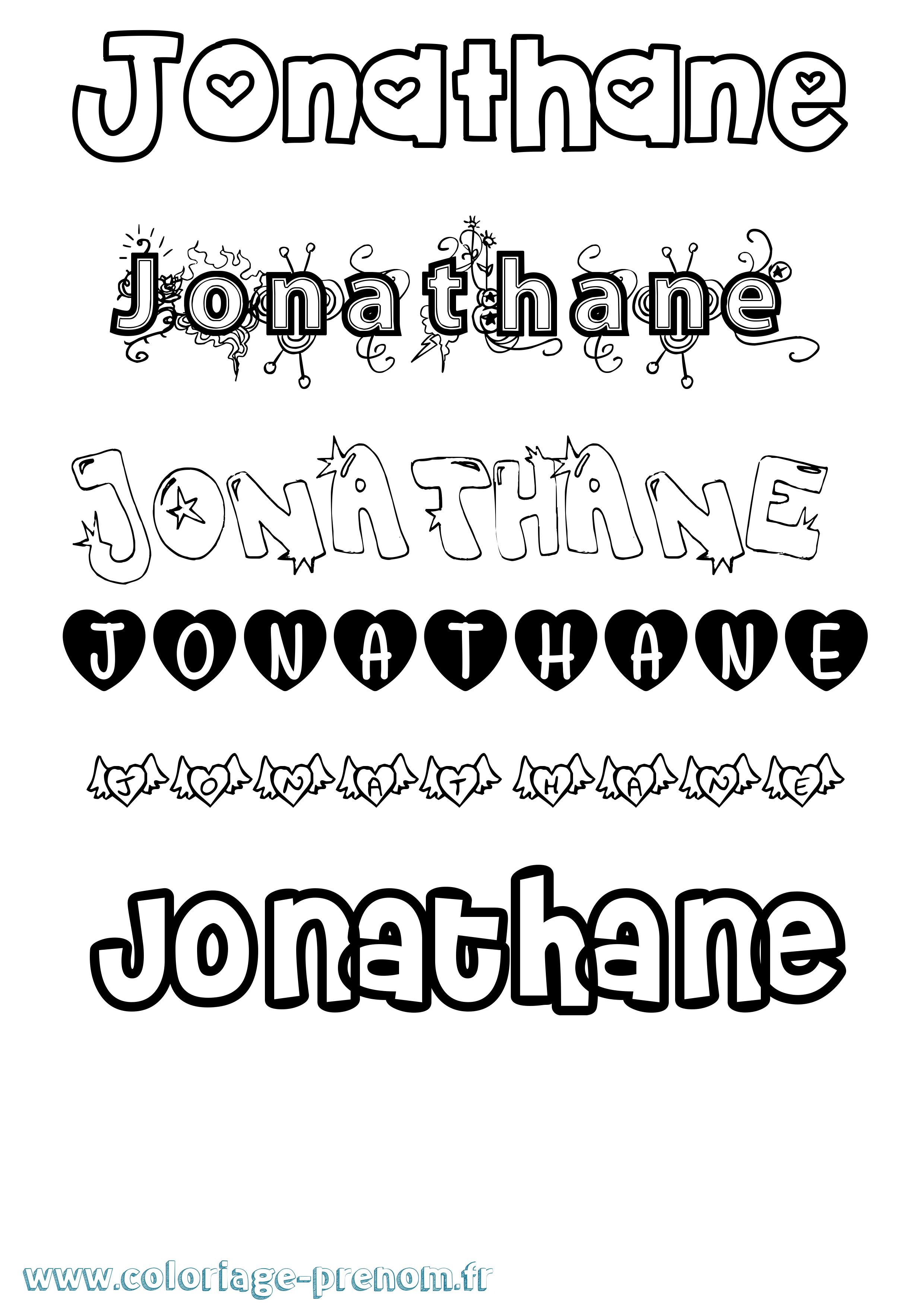Coloriage prénom Jonathane Girly