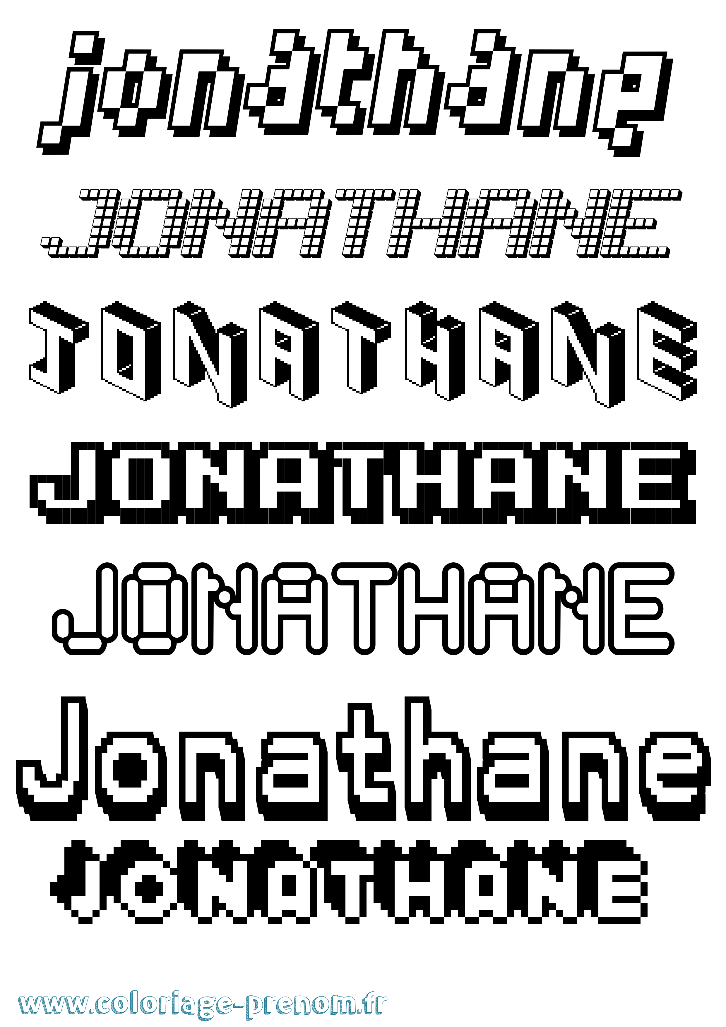 Coloriage prénom Jonathane Pixel
