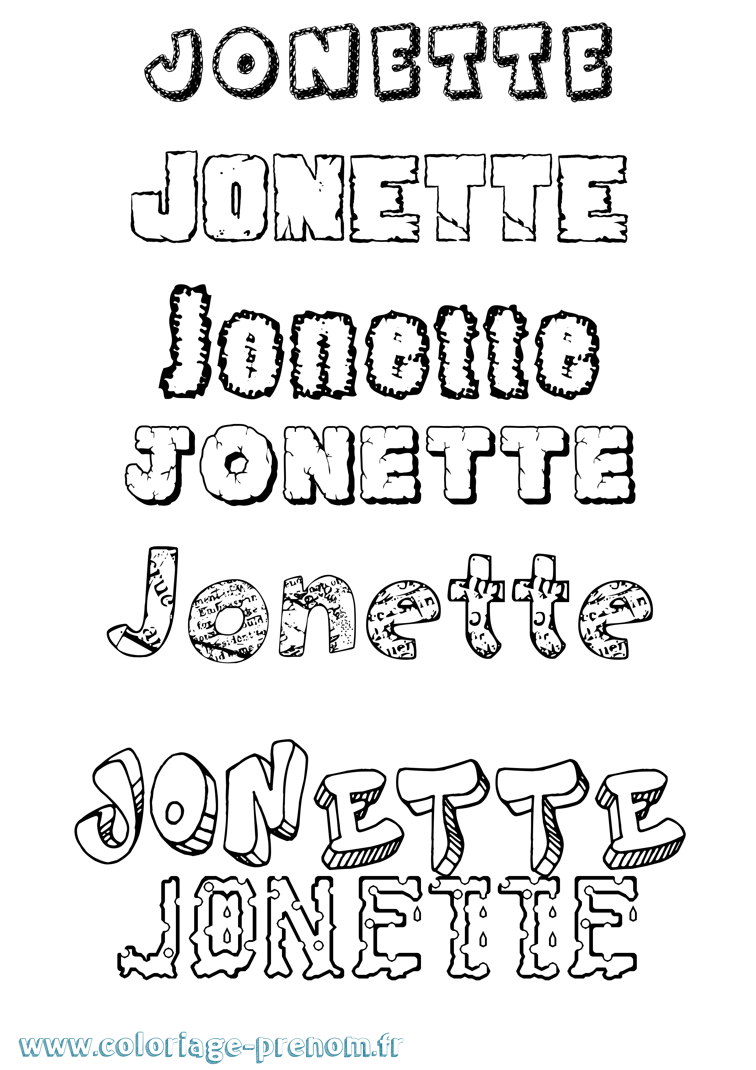 Coloriage prénom Jonette Destructuré