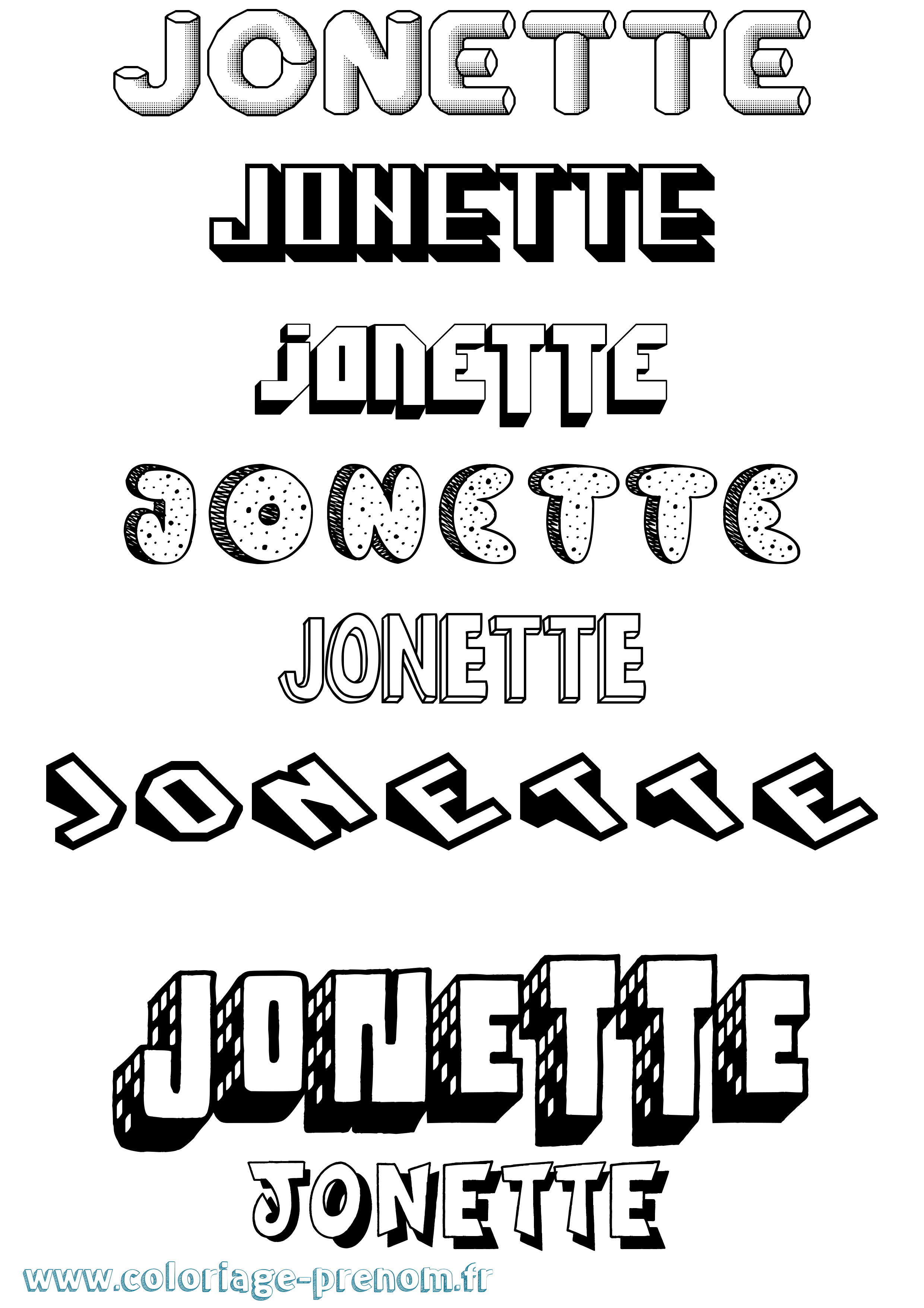 Coloriage prénom Jonette Effet 3D