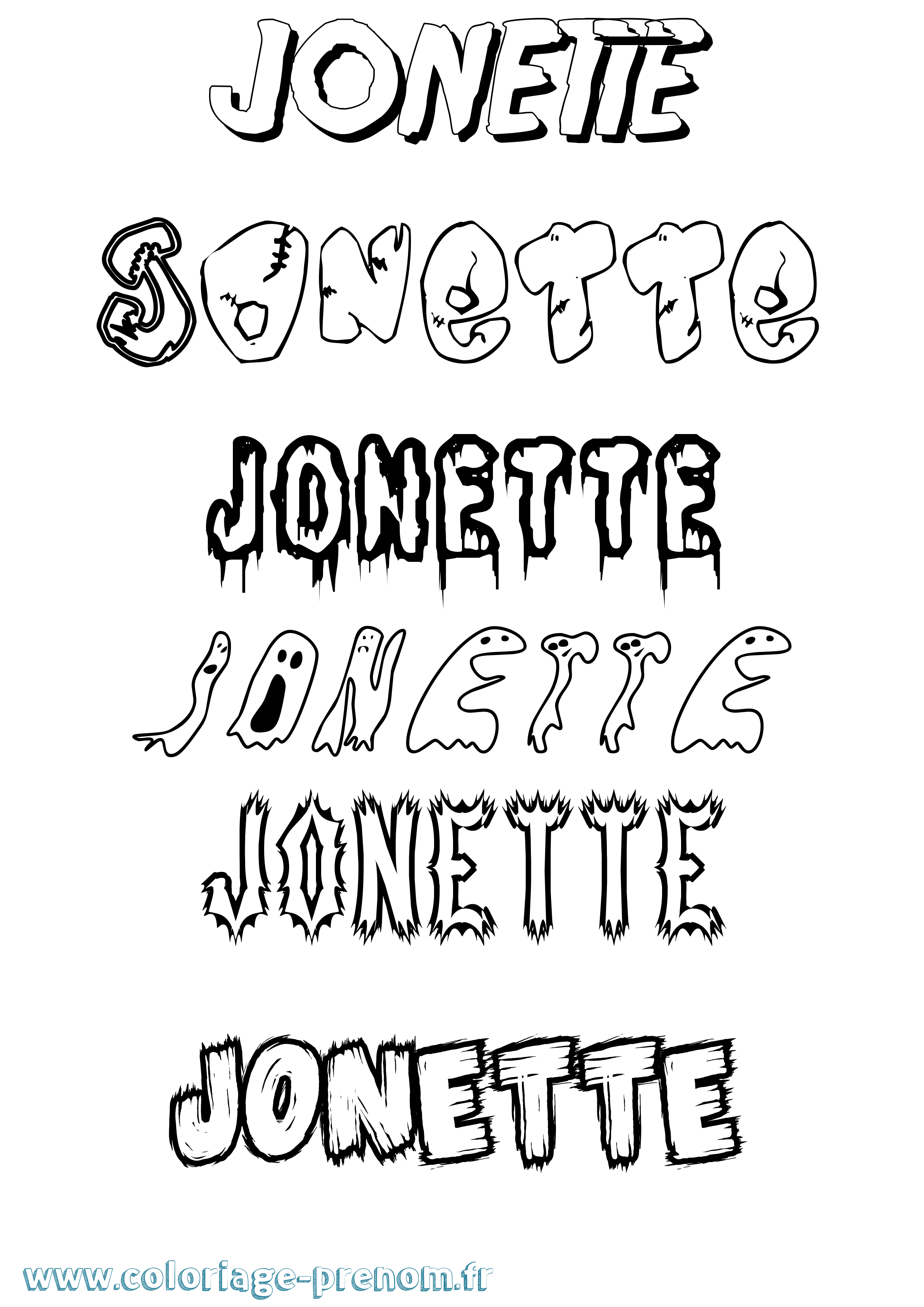 Coloriage prénom Jonette Frisson