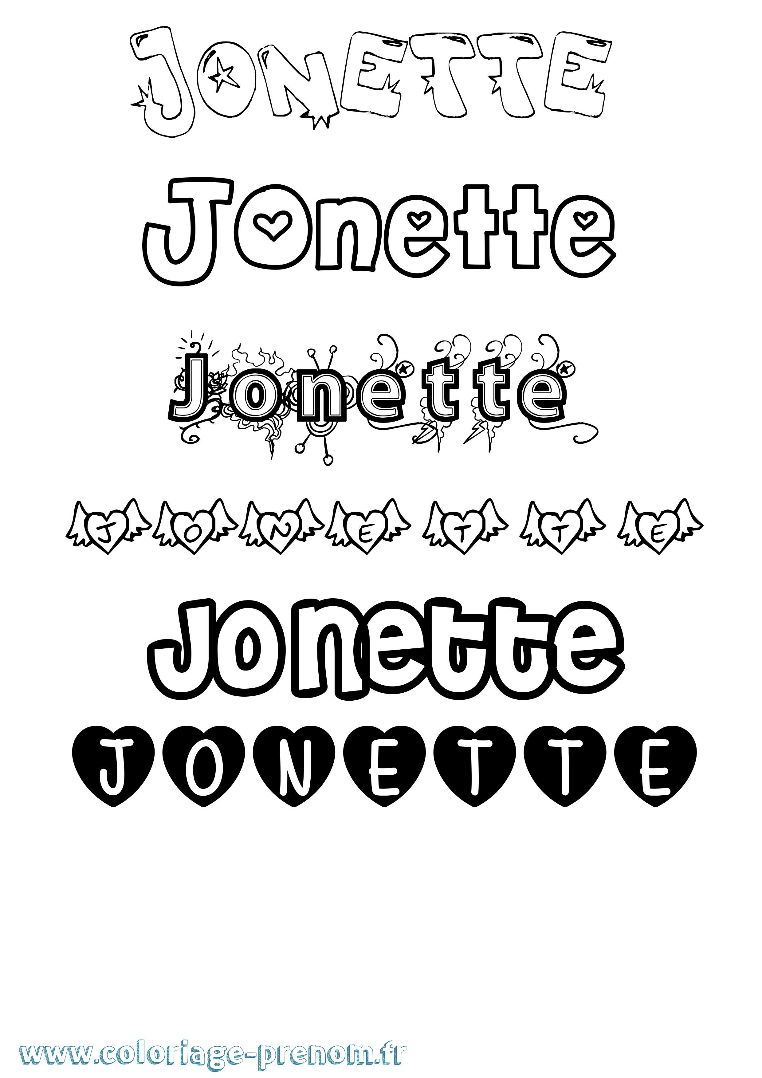Coloriage prénom Jonette Girly