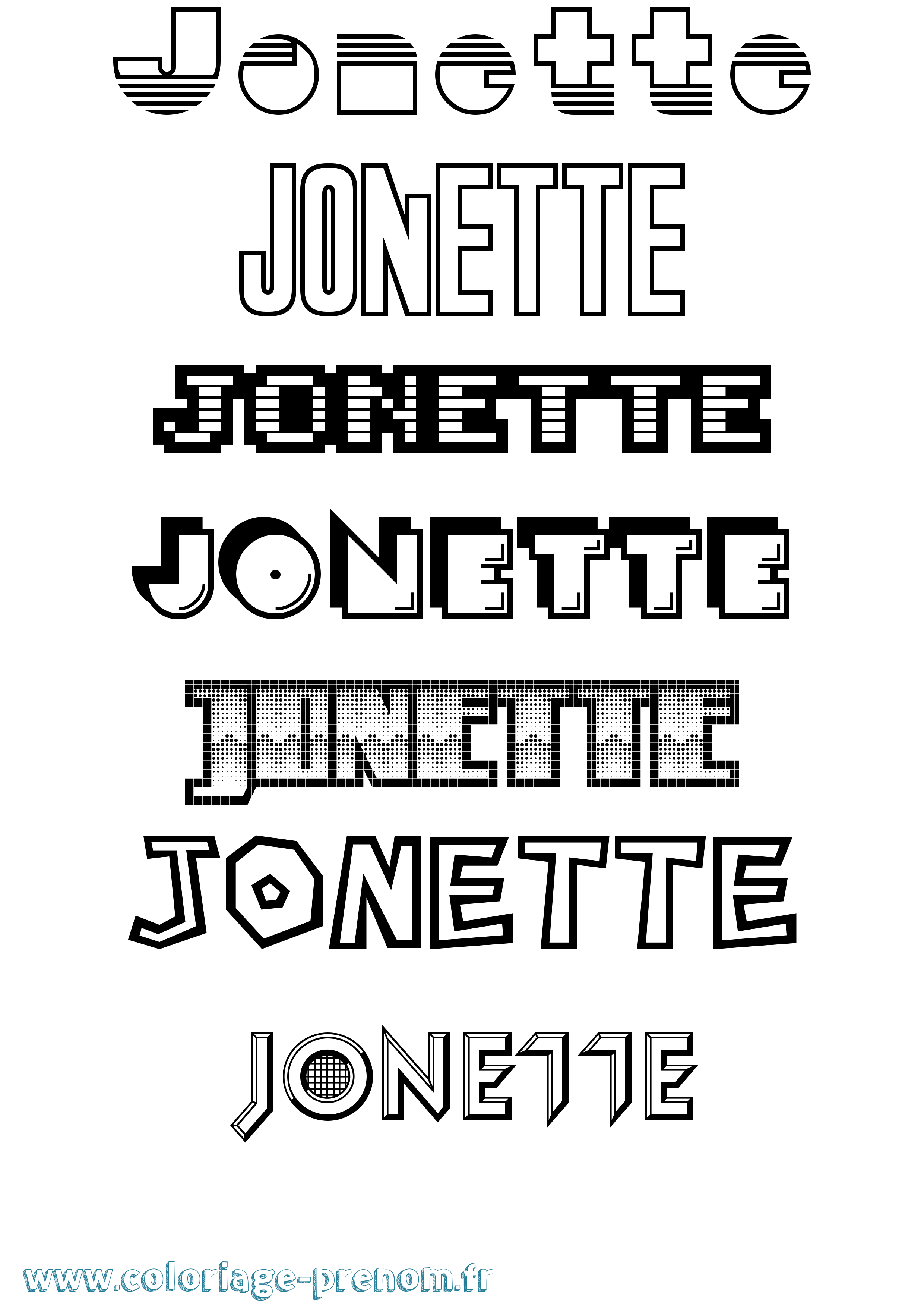 Coloriage prénom Jonette Jeux Vidéos