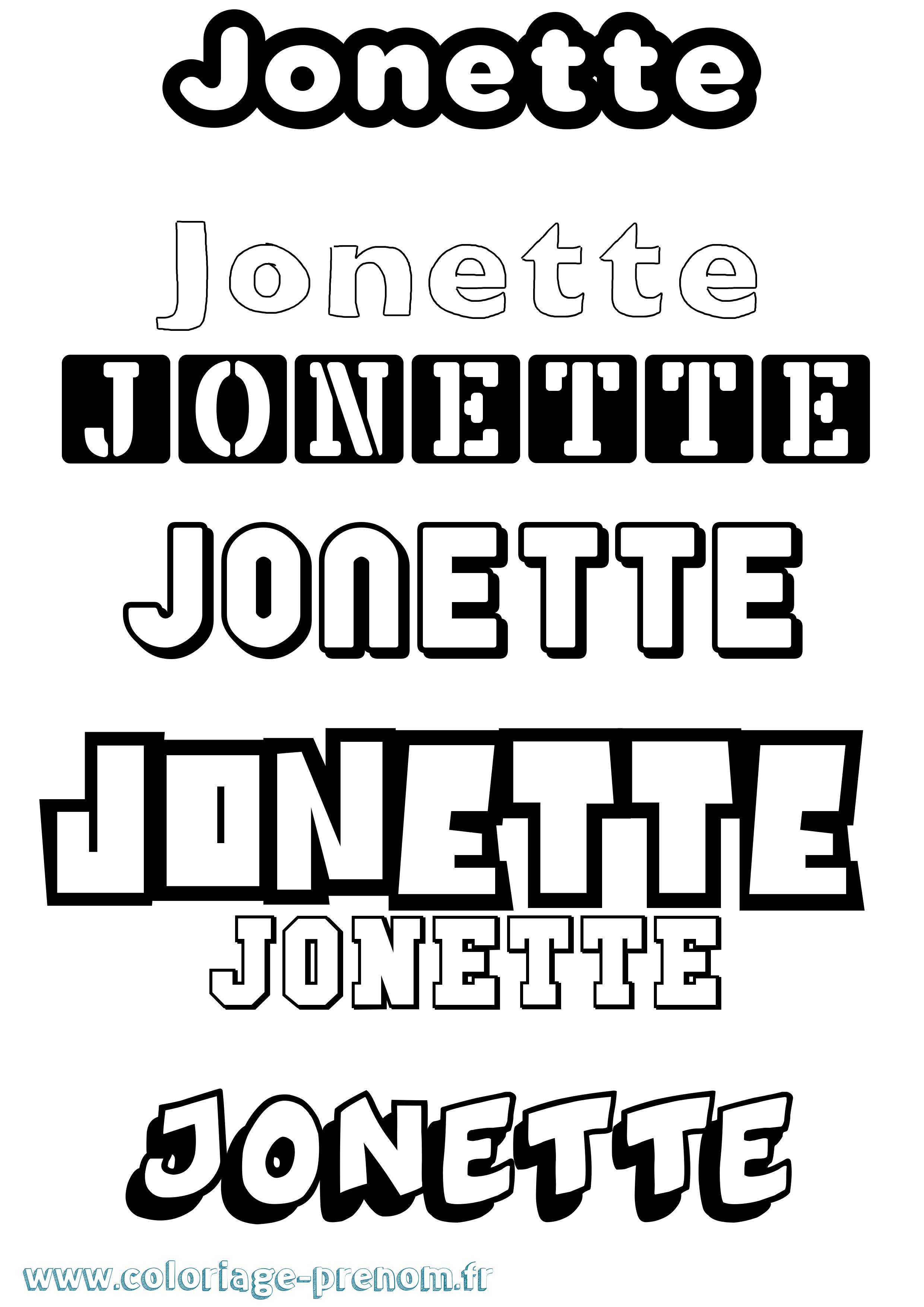 Coloriage prénom Jonette Simple