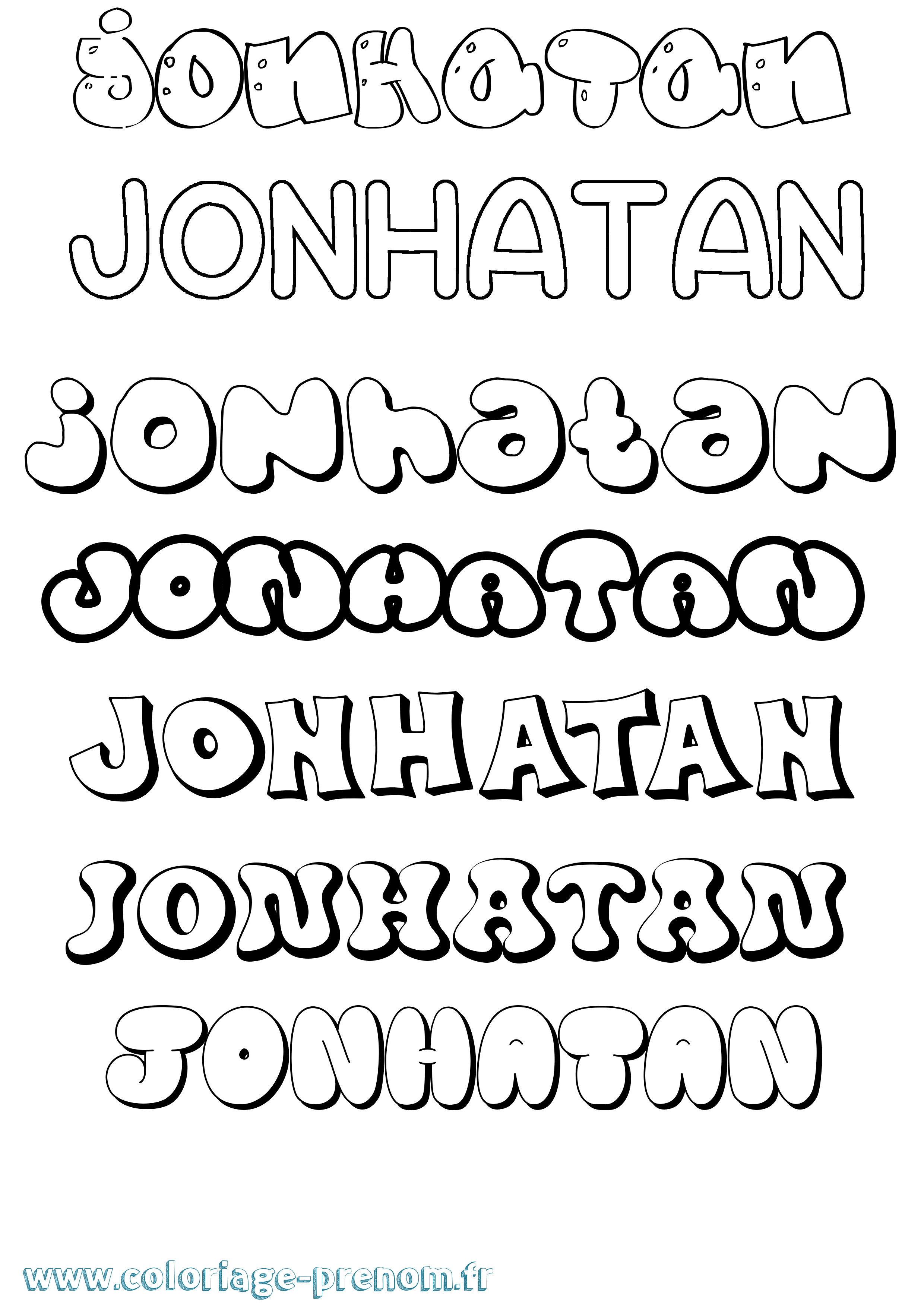 Coloriage prénom Jonhatan Bubble