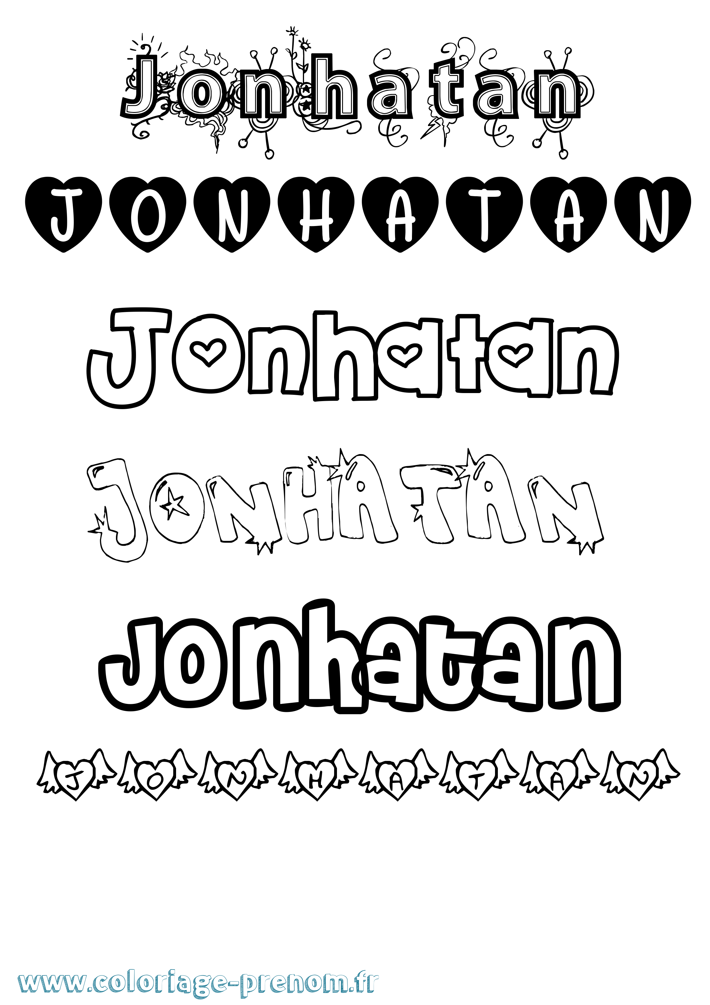 Coloriage prénom Jonhatan Girly