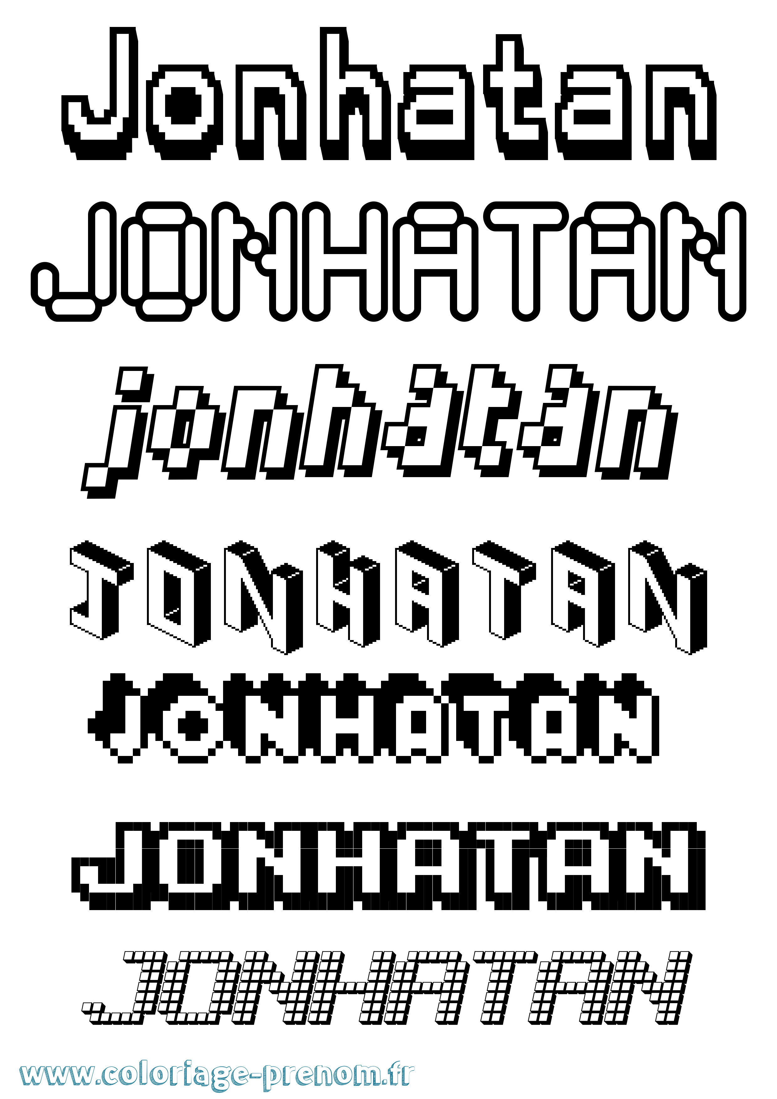 Coloriage prénom Jonhatan Pixel