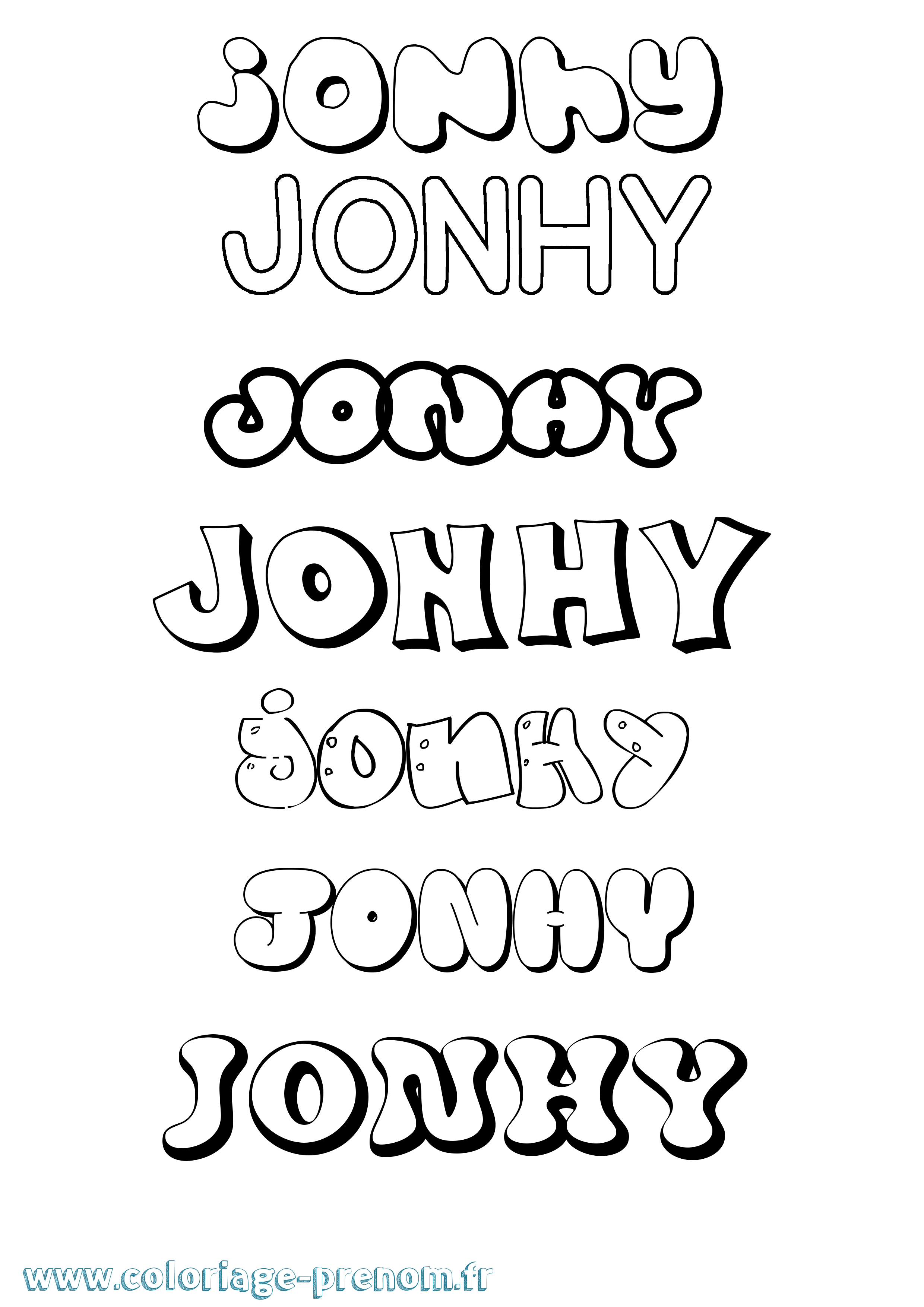 Coloriage prénom Jonhy Bubble