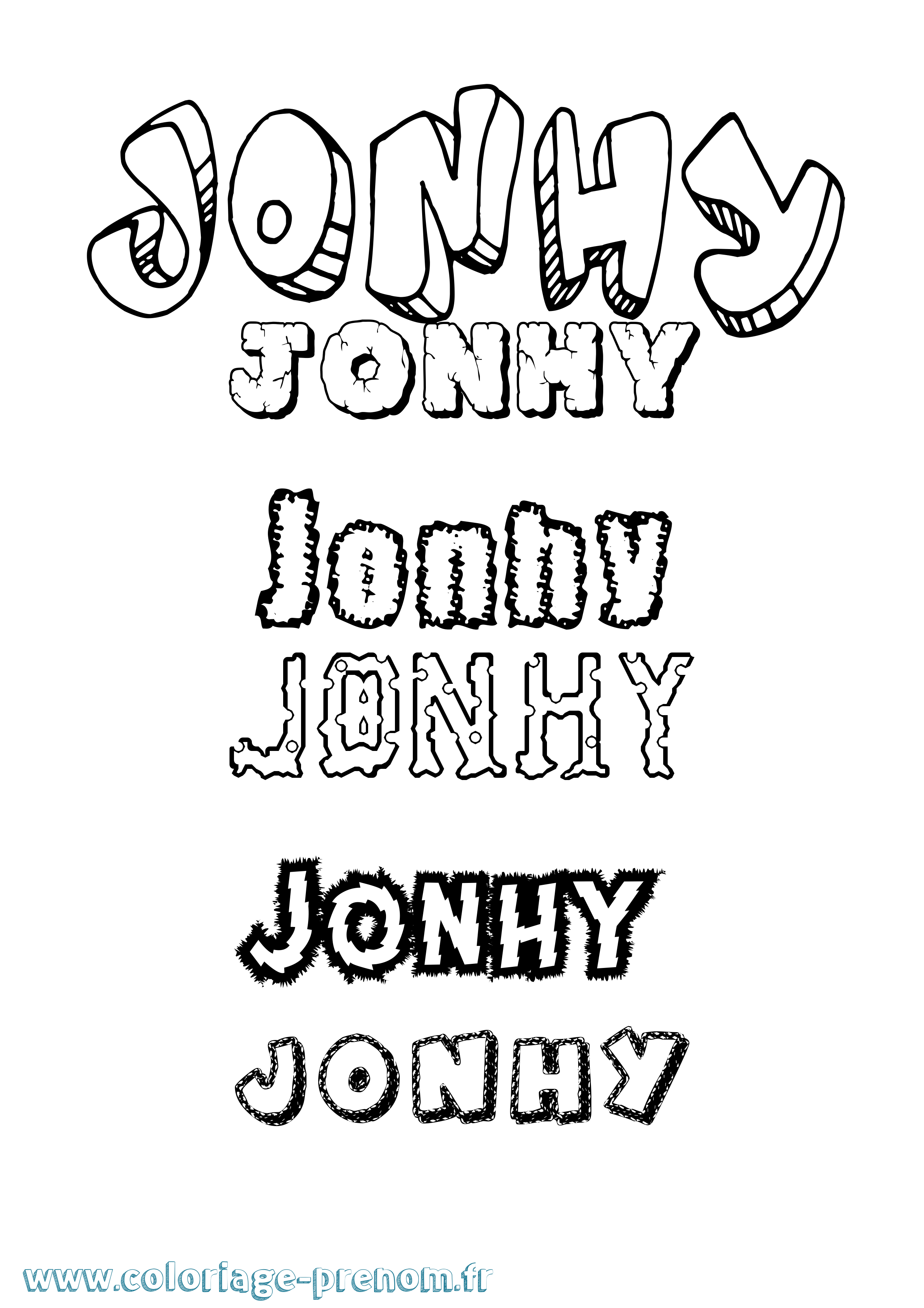 Coloriage prénom Jonhy Destructuré