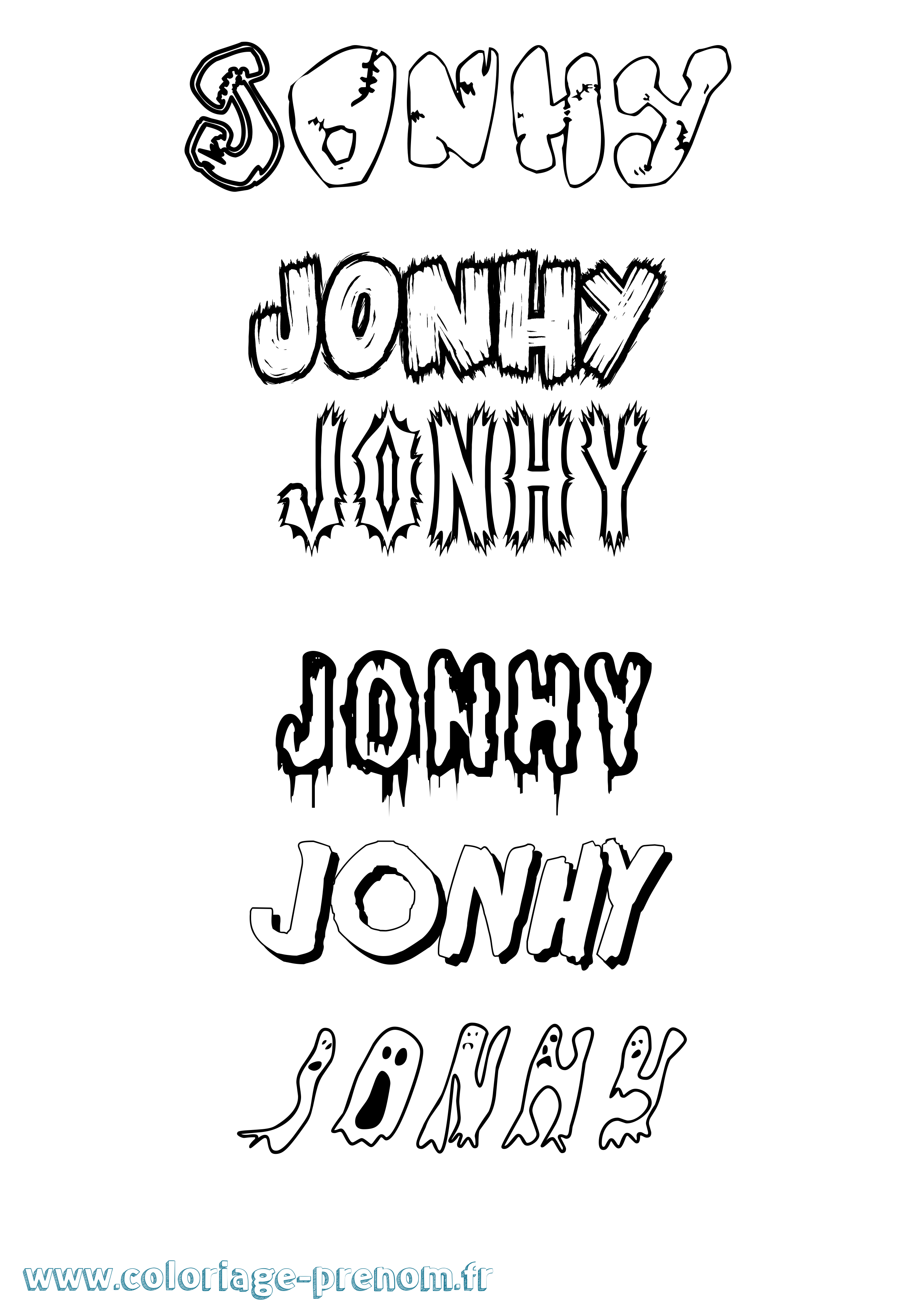 Coloriage prénom Jonhy Frisson