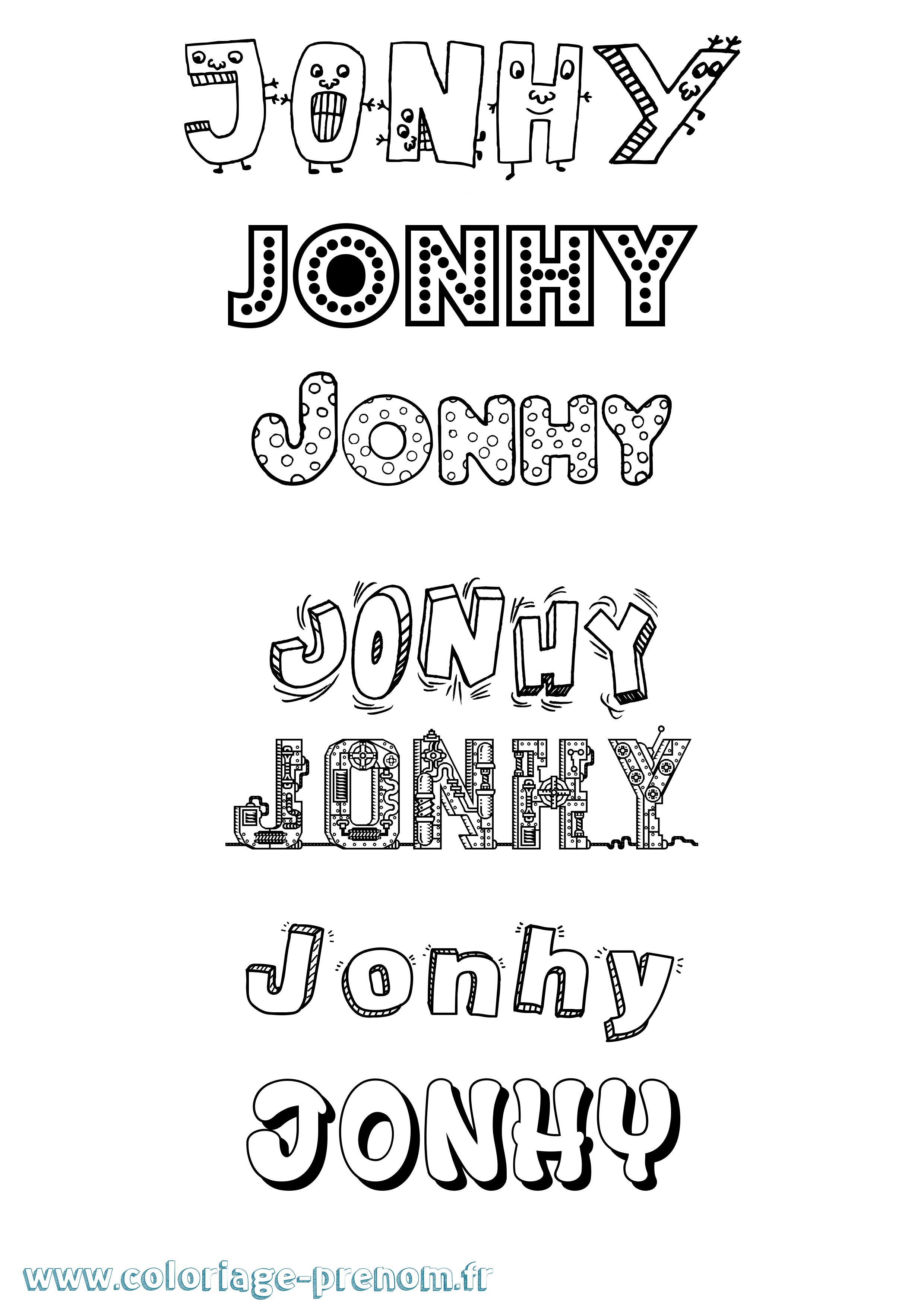 Coloriage prénom Jonhy Fun