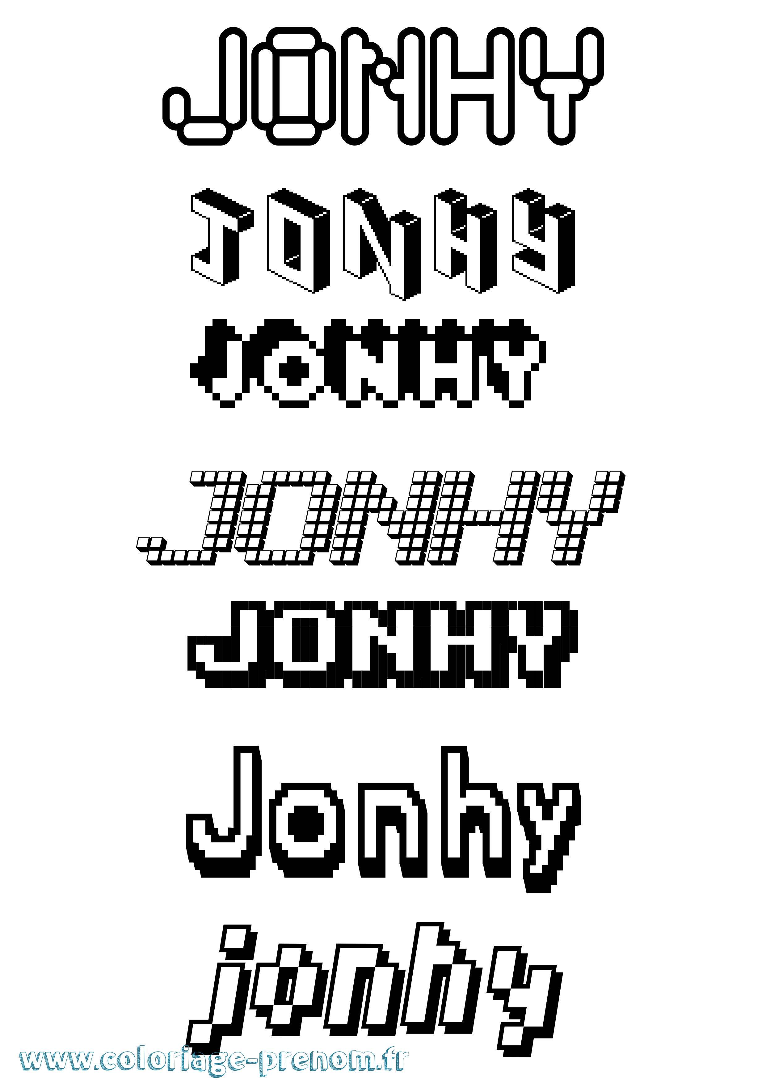Coloriage prénom Jonhy Pixel