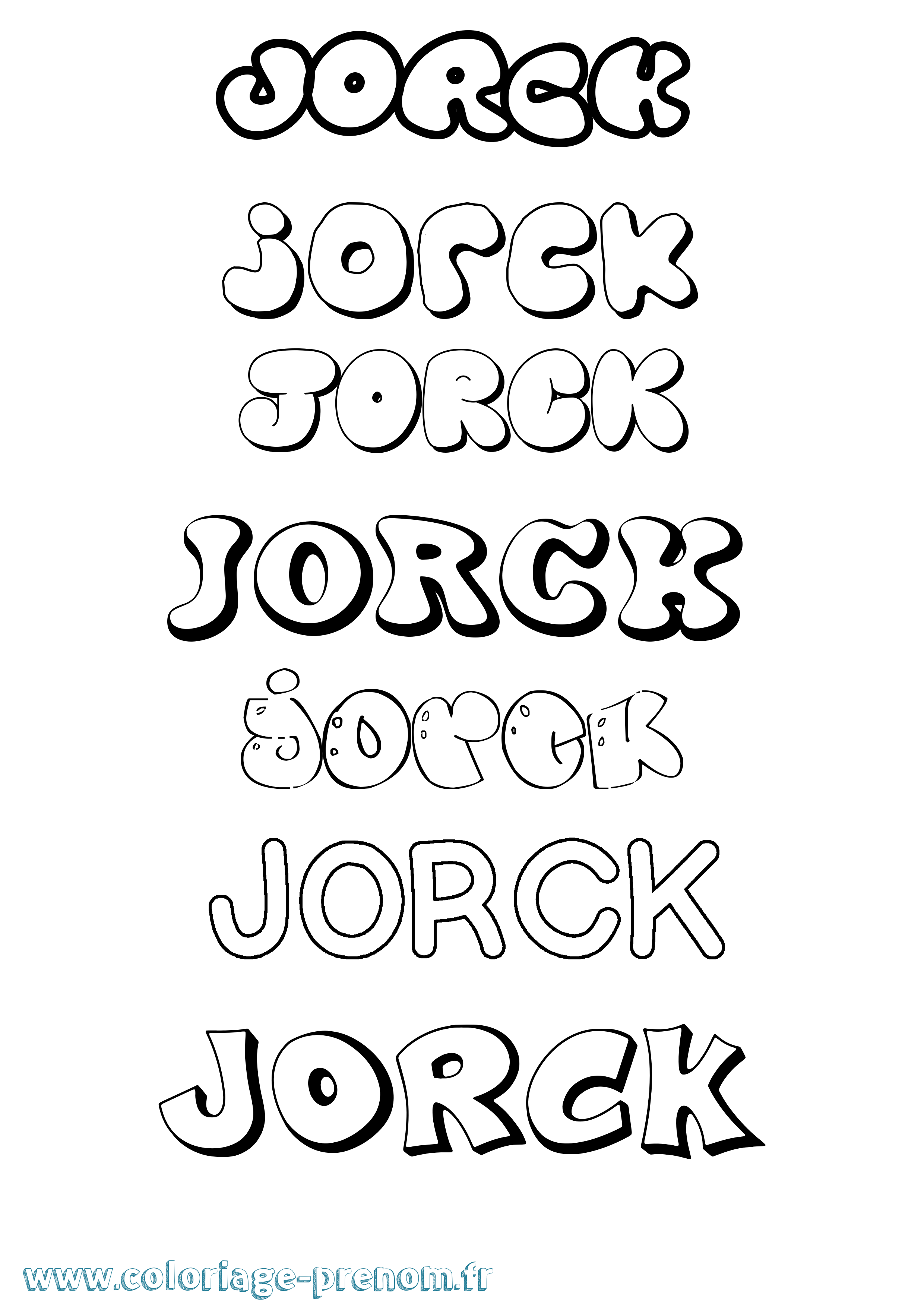 Coloriage prénom Jorck Bubble