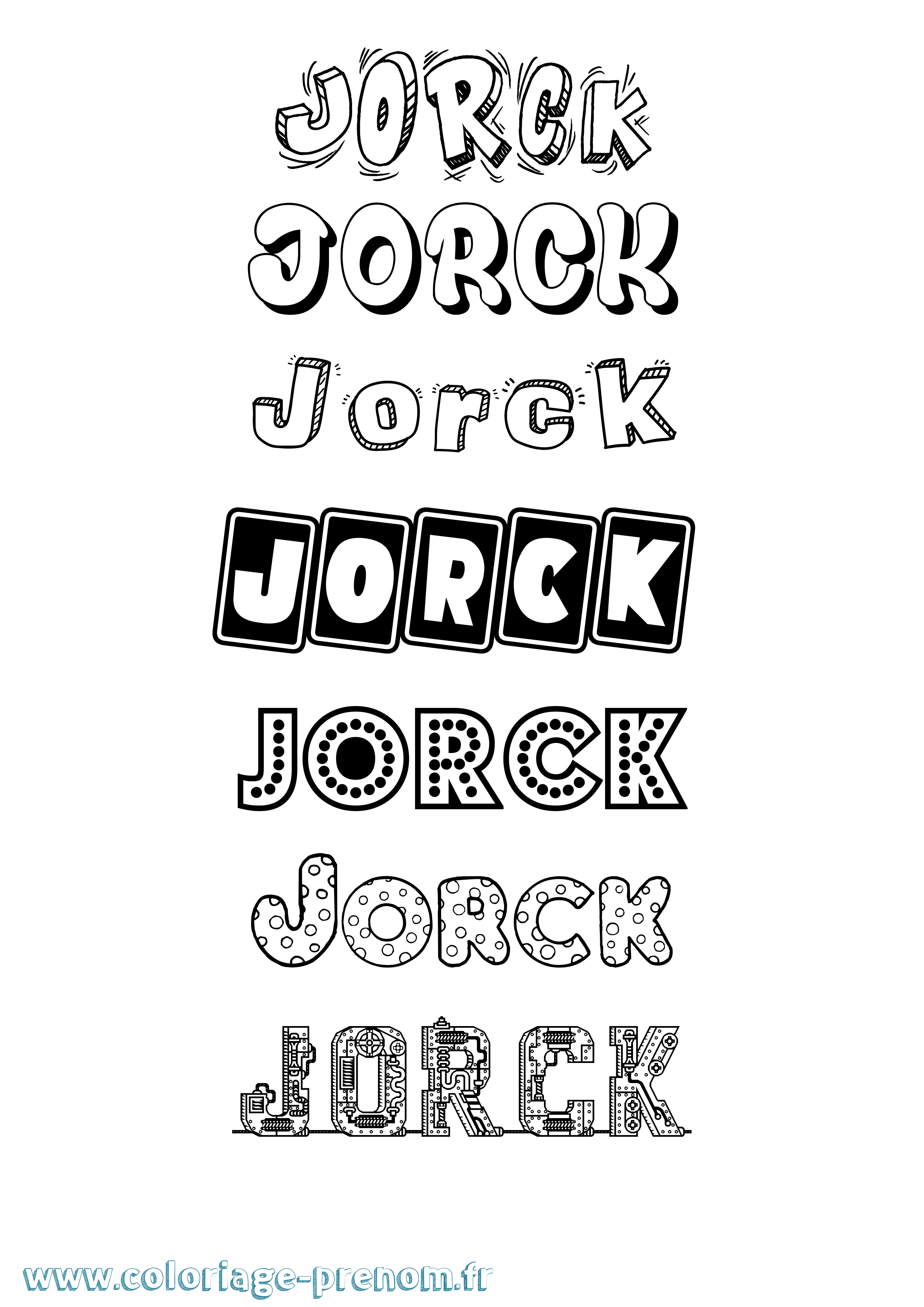 Coloriage prénom Jorck Fun