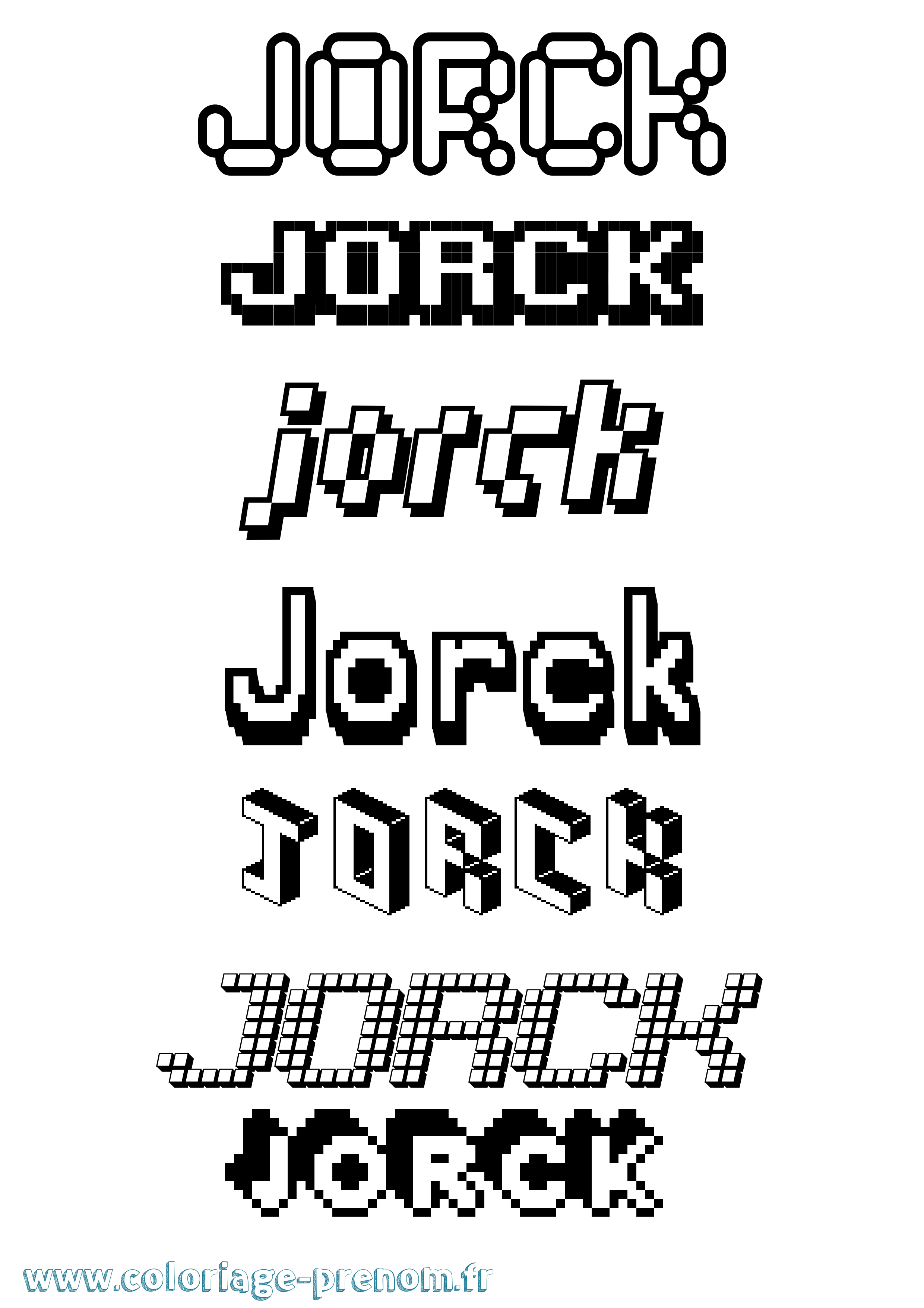 Coloriage prénom Jorck Pixel