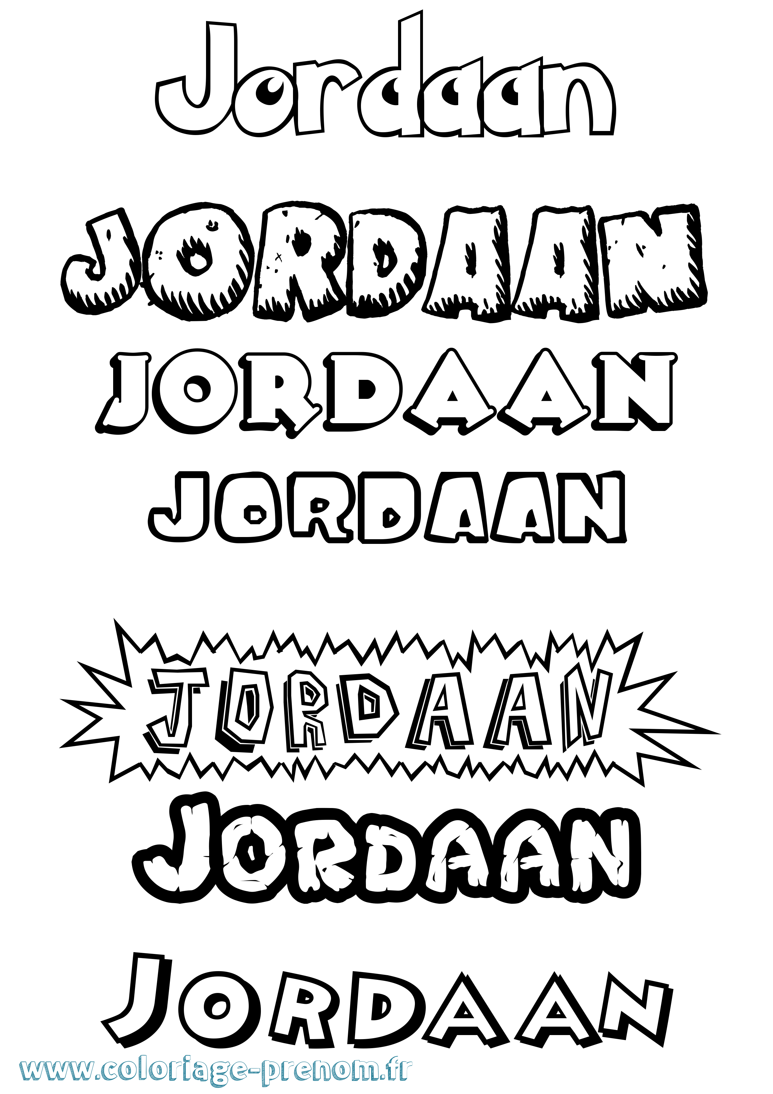 Coloriage Jordaan Dessin Animé Coloriage prénom Jordaan Dessin Animé