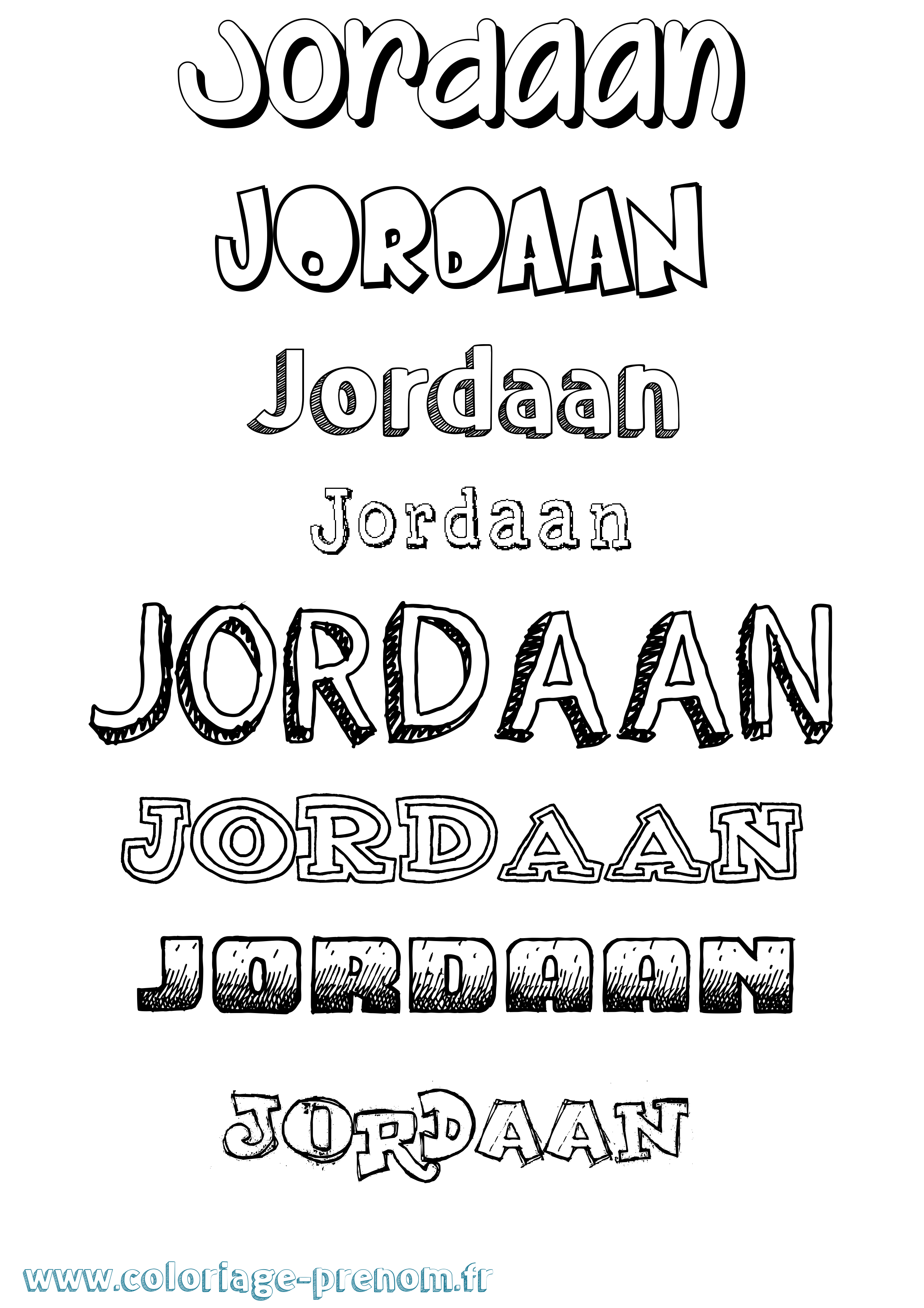 Coloriage prénom Jordaan Dessiné