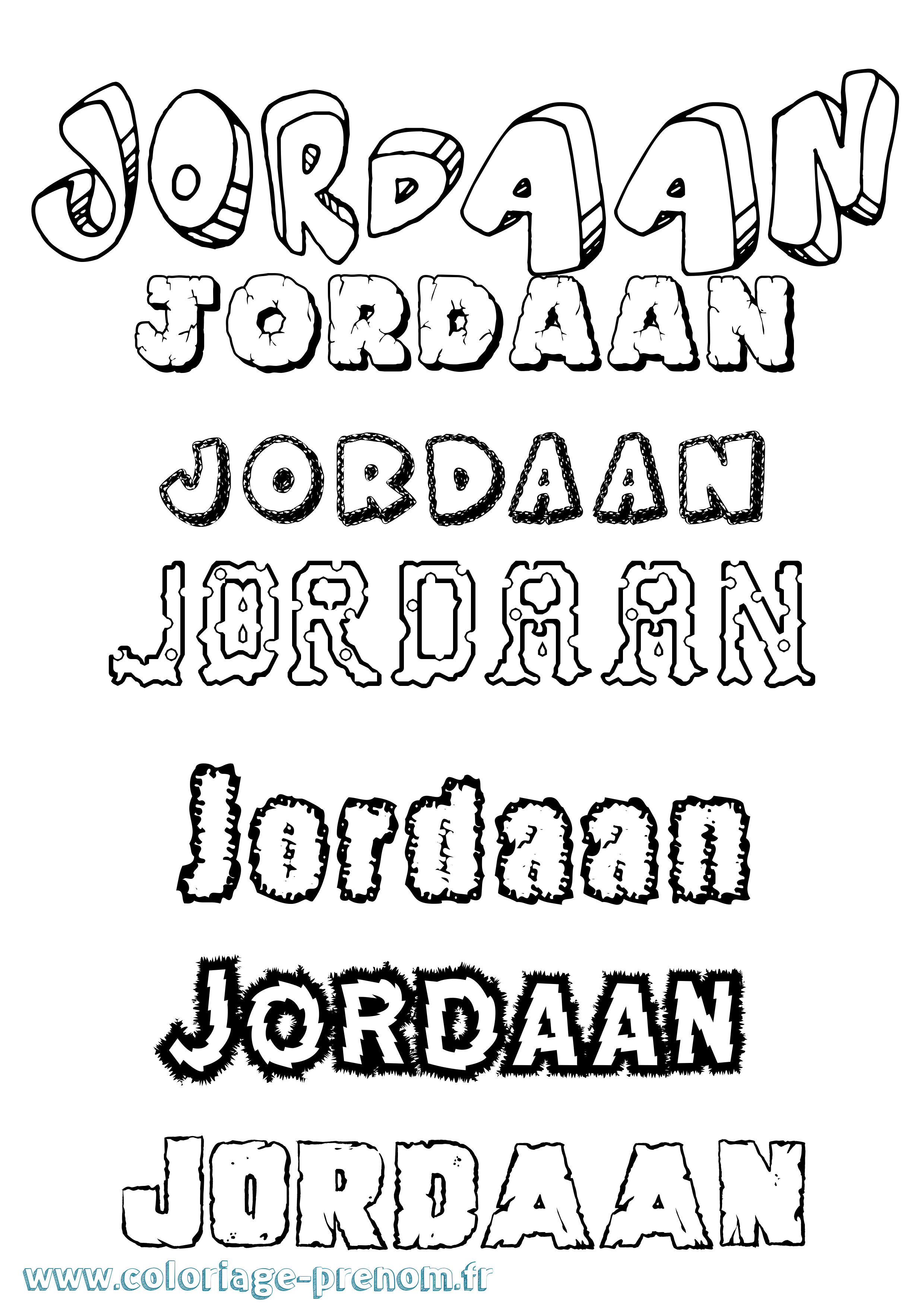 Coloriage prénom Jordaan Destructuré