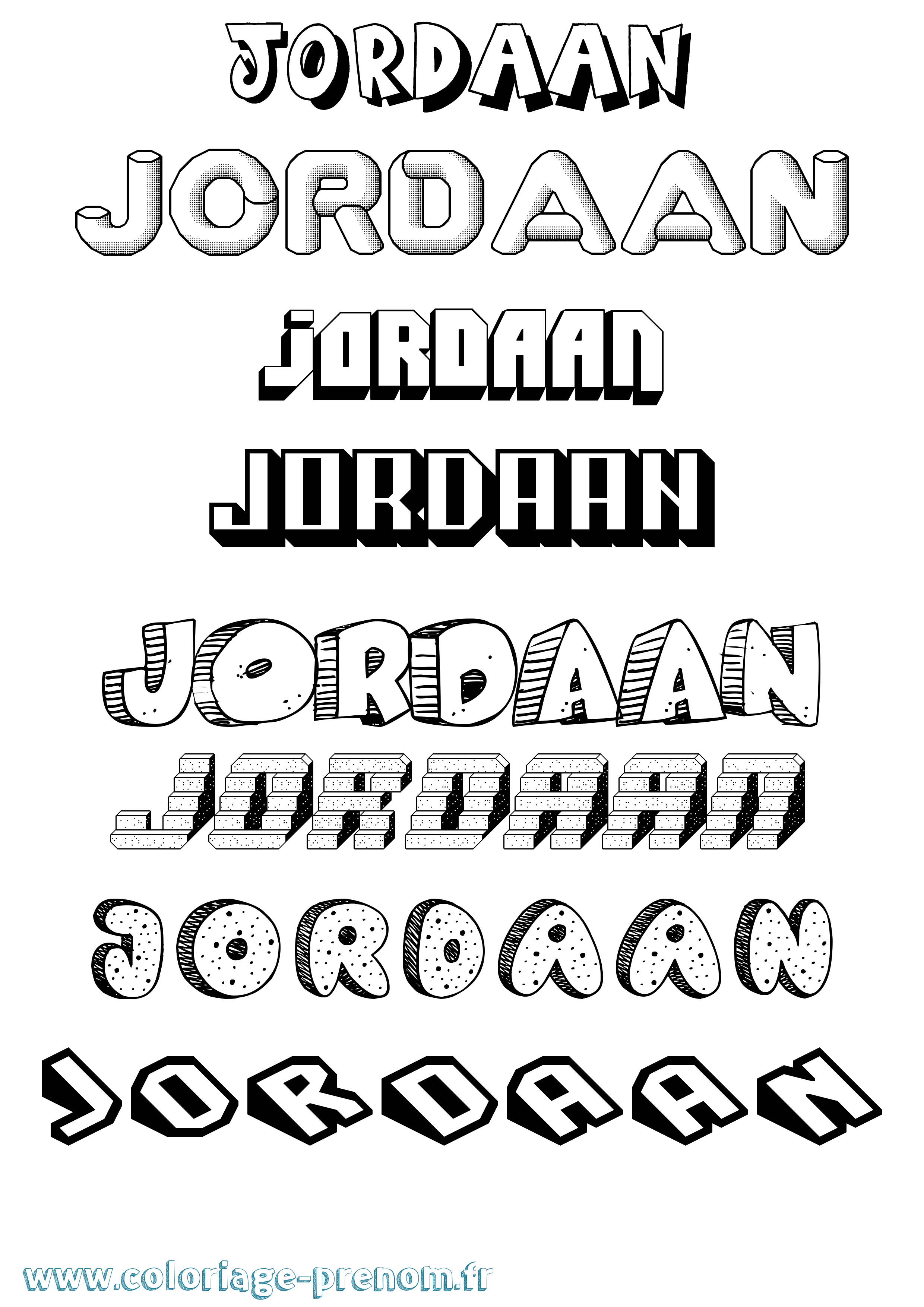 Coloriage Jordaan Effet 3D Coloriage prénom Jordaan Effet 3D