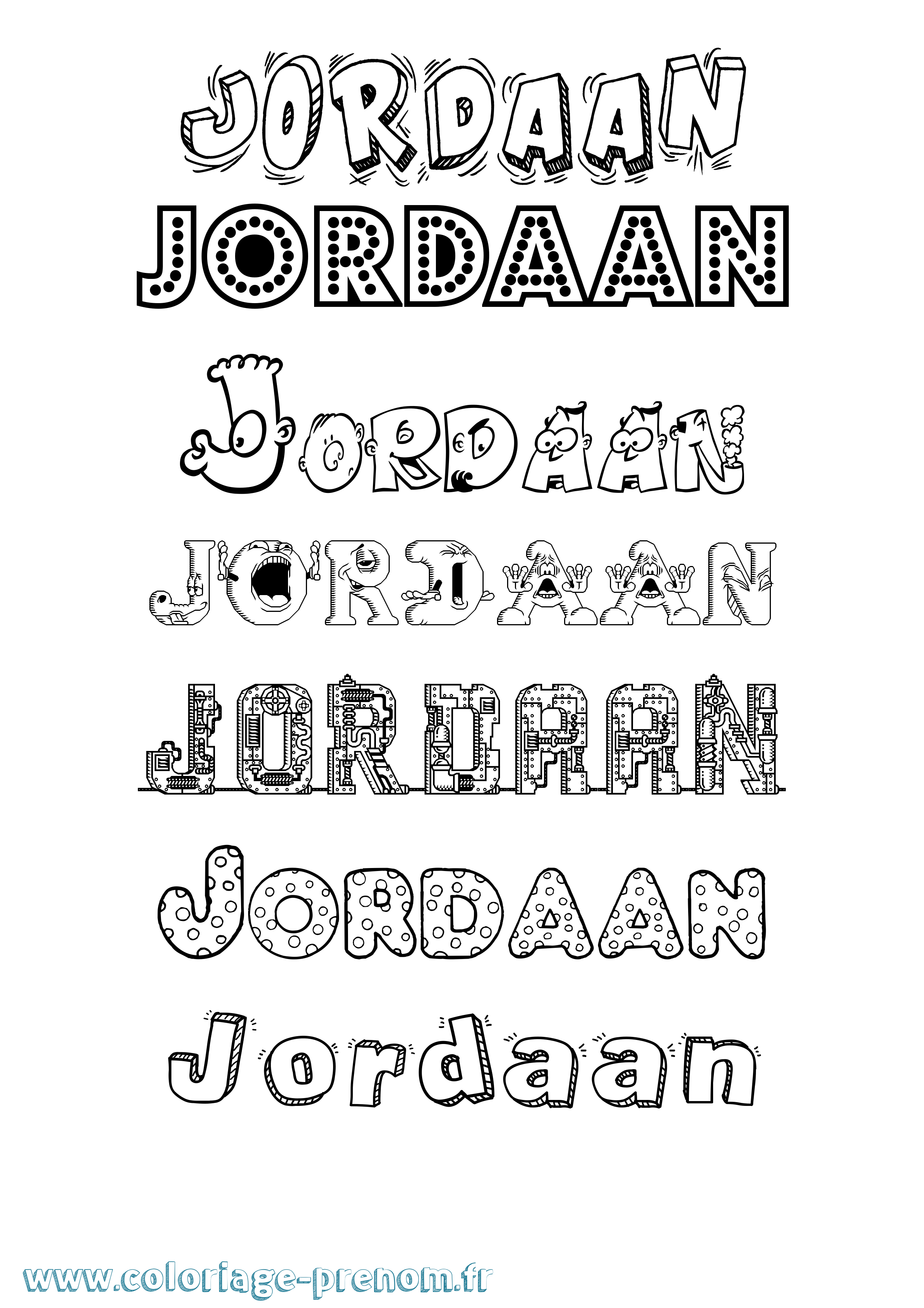 Coloriage prénom Jordaan Fun