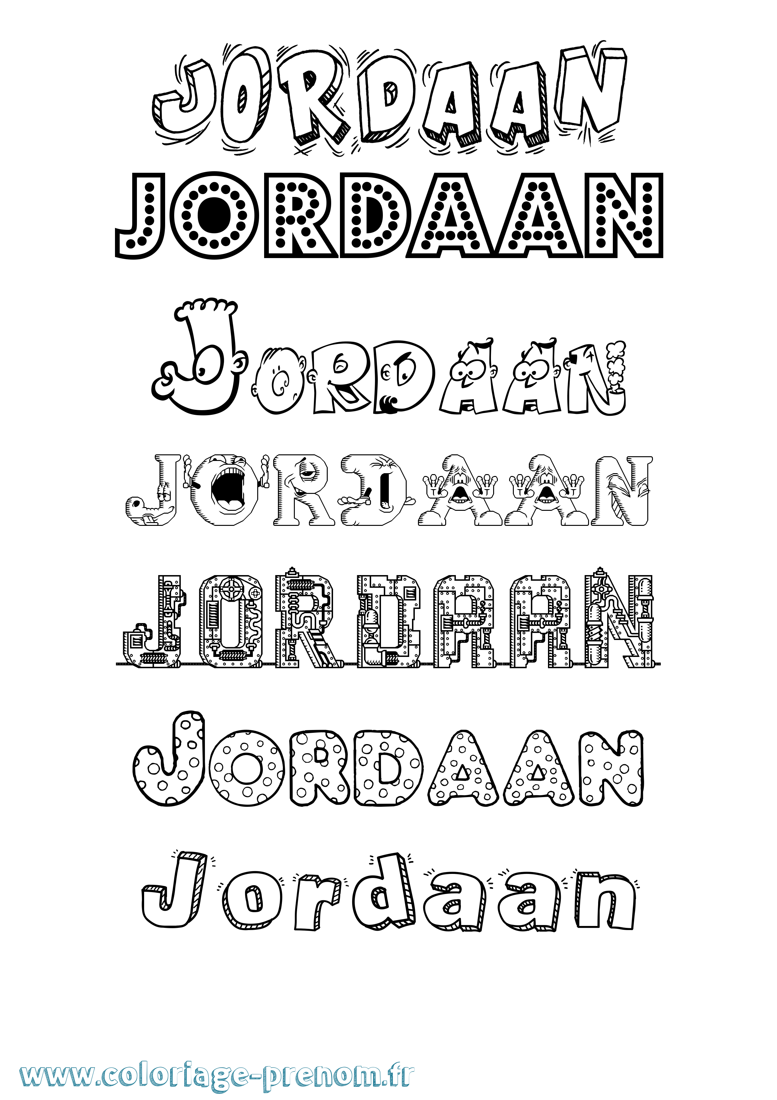Coloriage Jordaan Fun Coloriage prénom Jordaan Fun