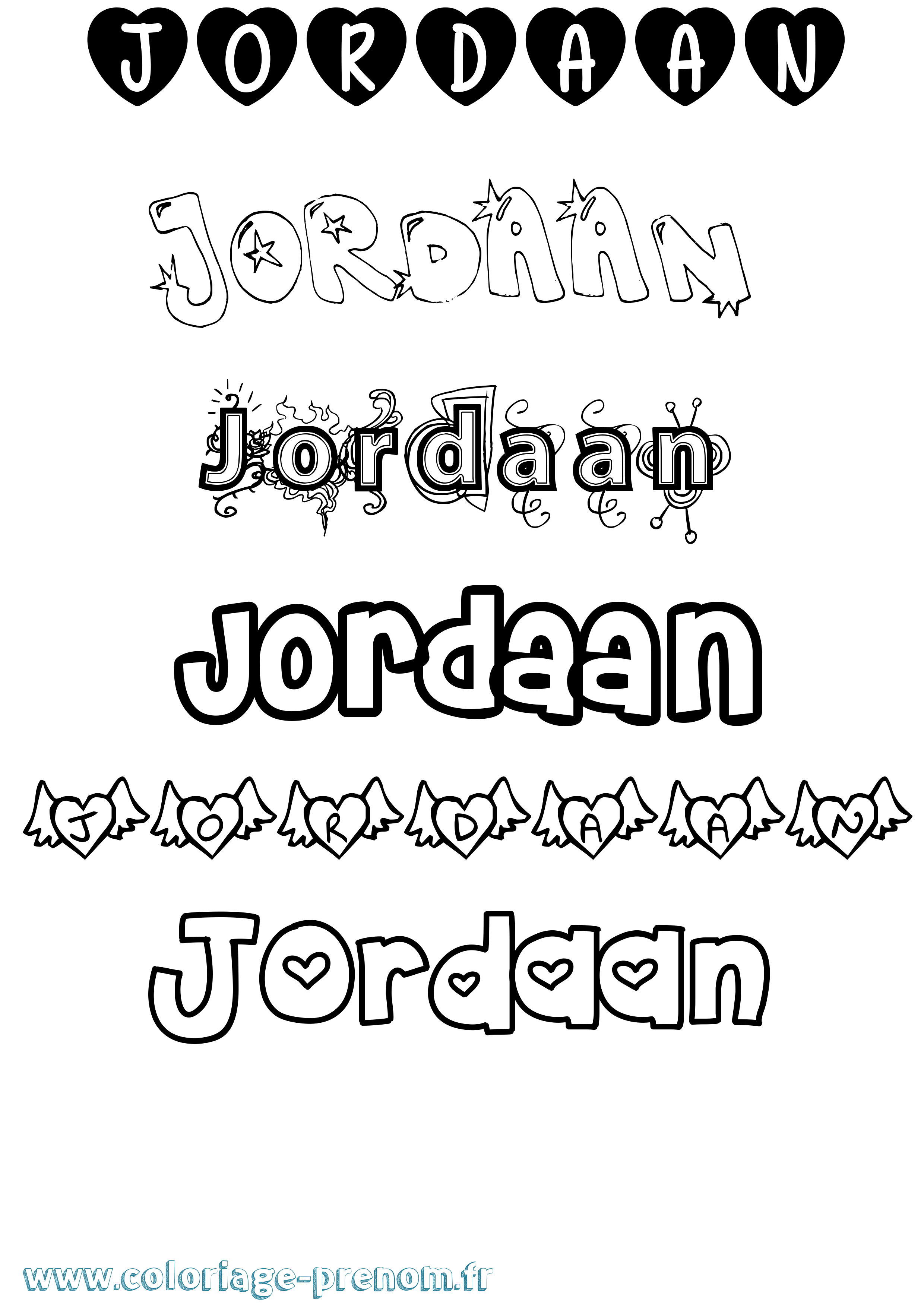 Coloriage prénom Jordaan Girly