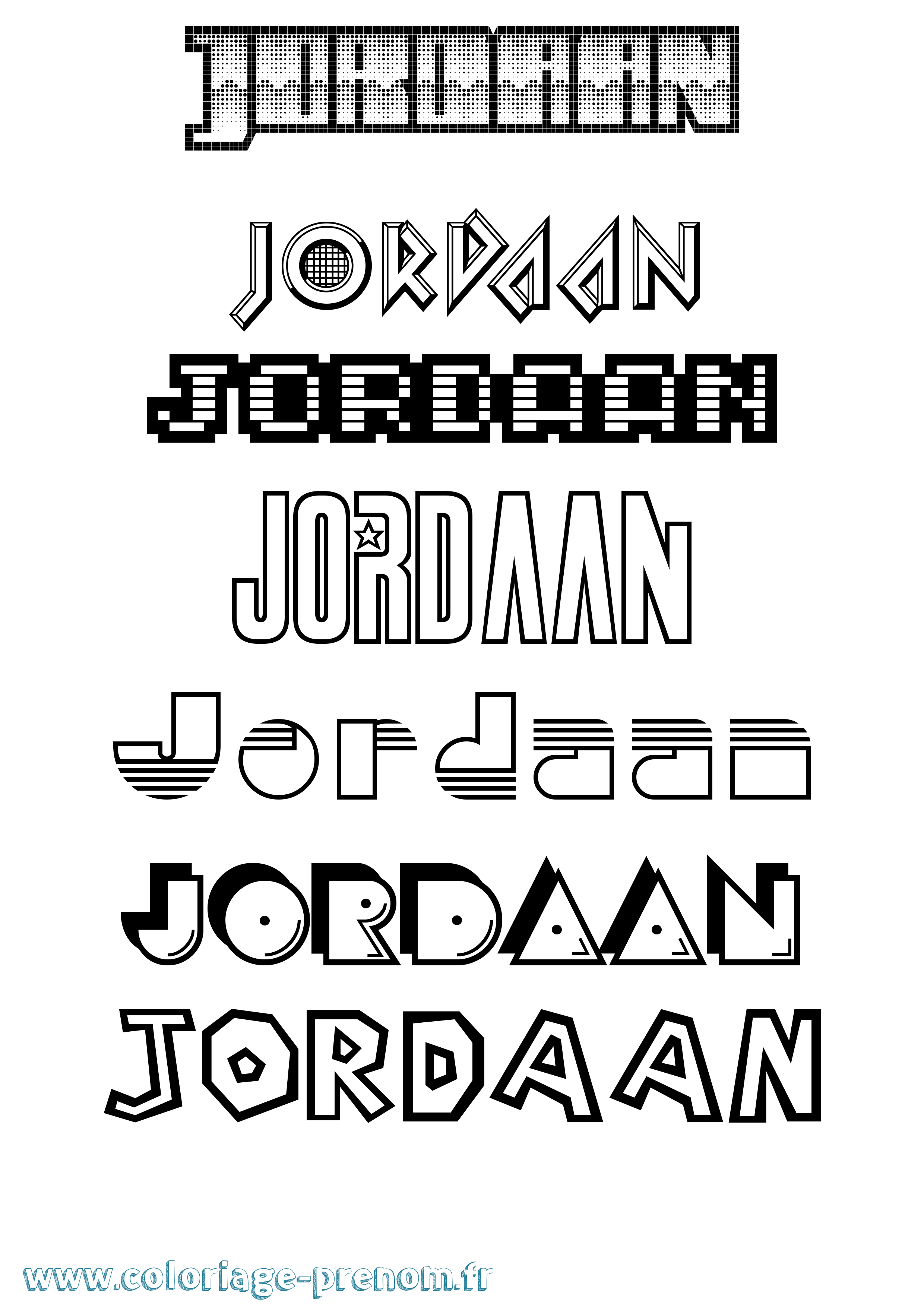 Coloriage prénom Jordaan Jeux Vidéos