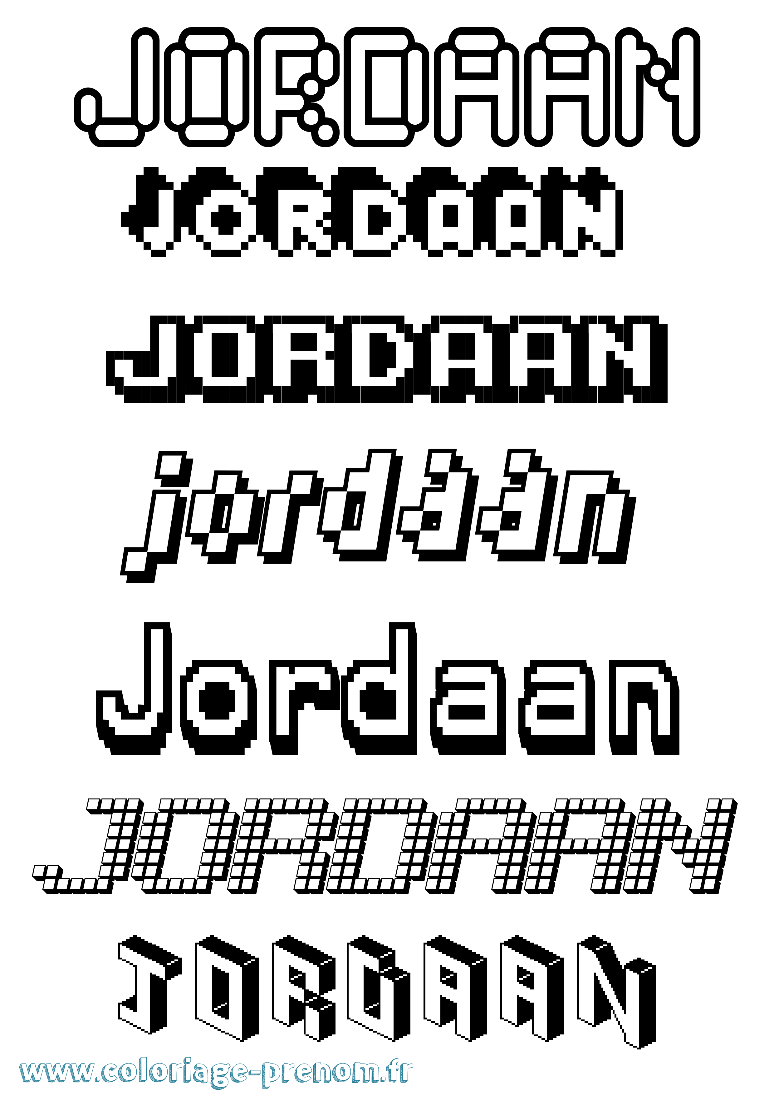 Coloriage Jordaan Pixel Coloriage prénom Jordaan Pixel