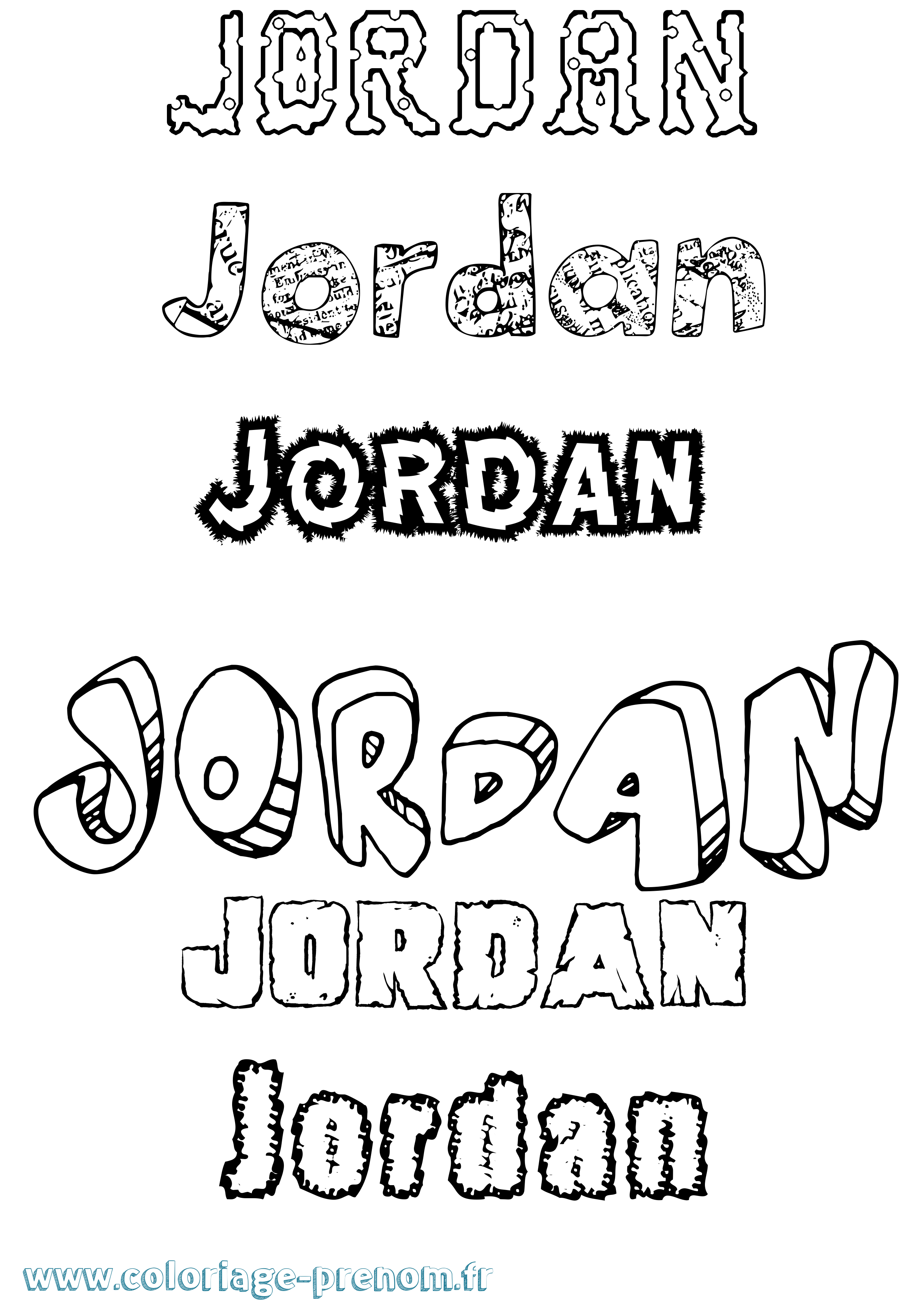 Coloriage prénom Jordan Destructuré