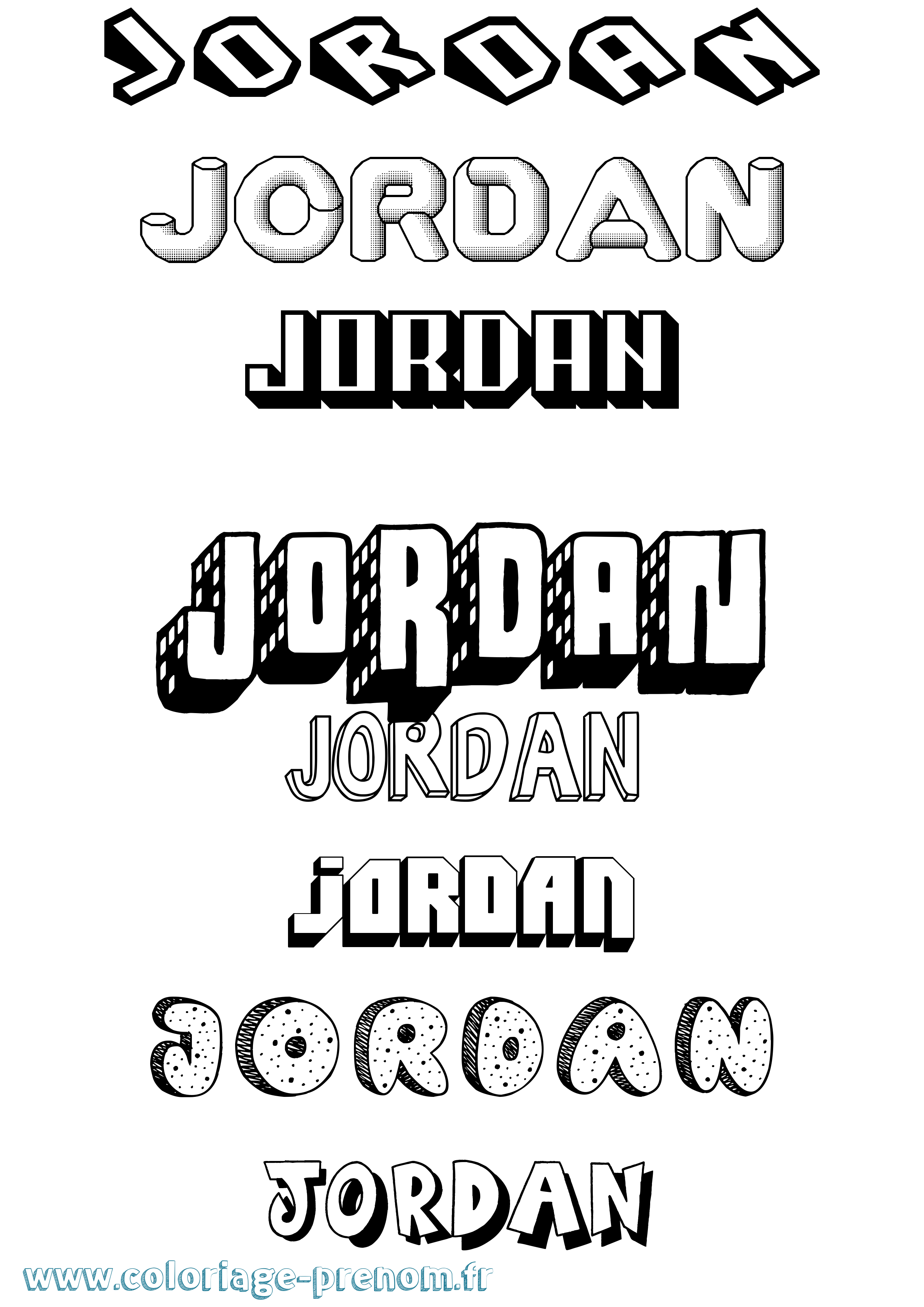 Coloriage prénom Jordan Effet 3D