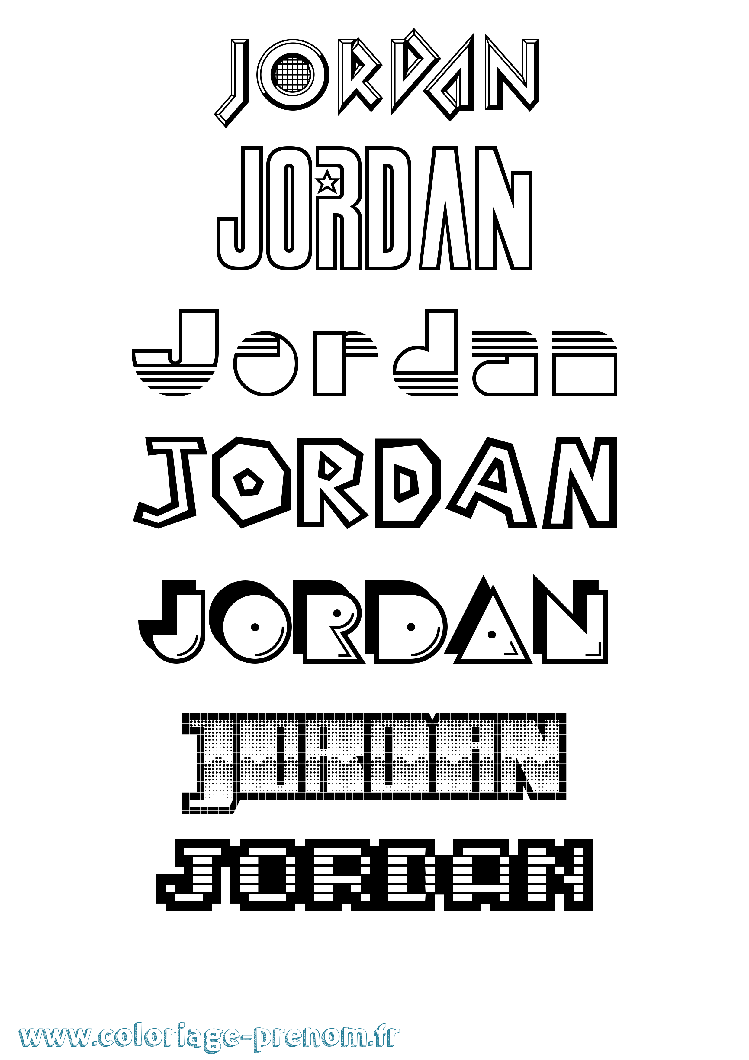 Coloriage prénom Jordan Jeux Vidéos