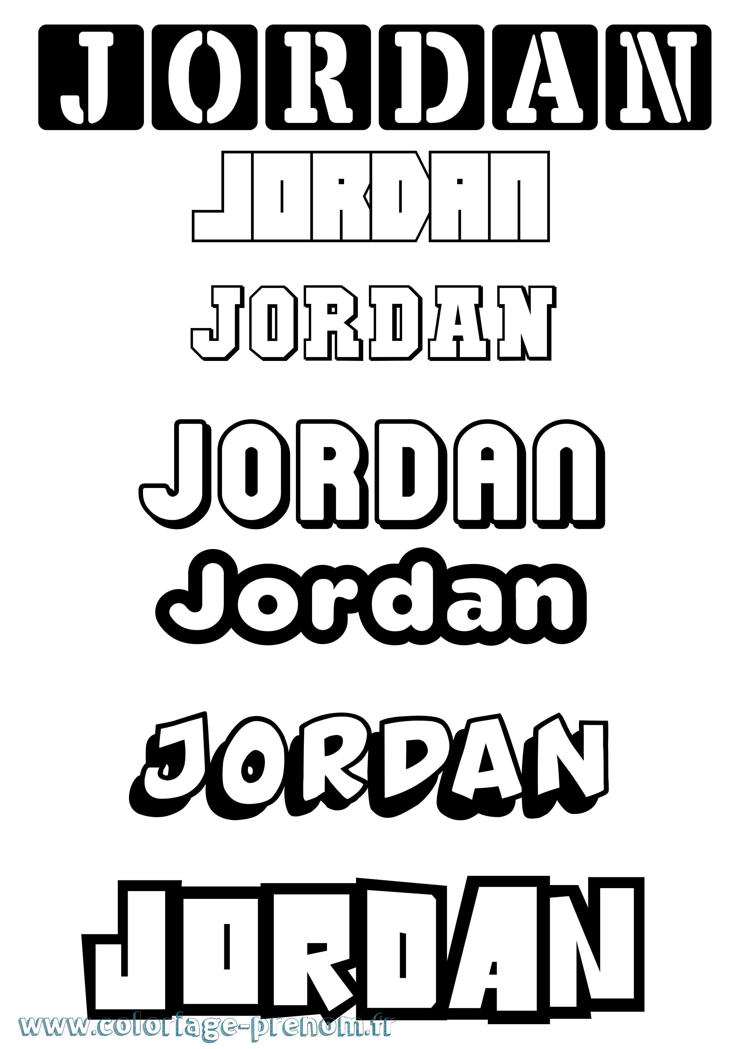 Coloriage prénom Jordan Simple