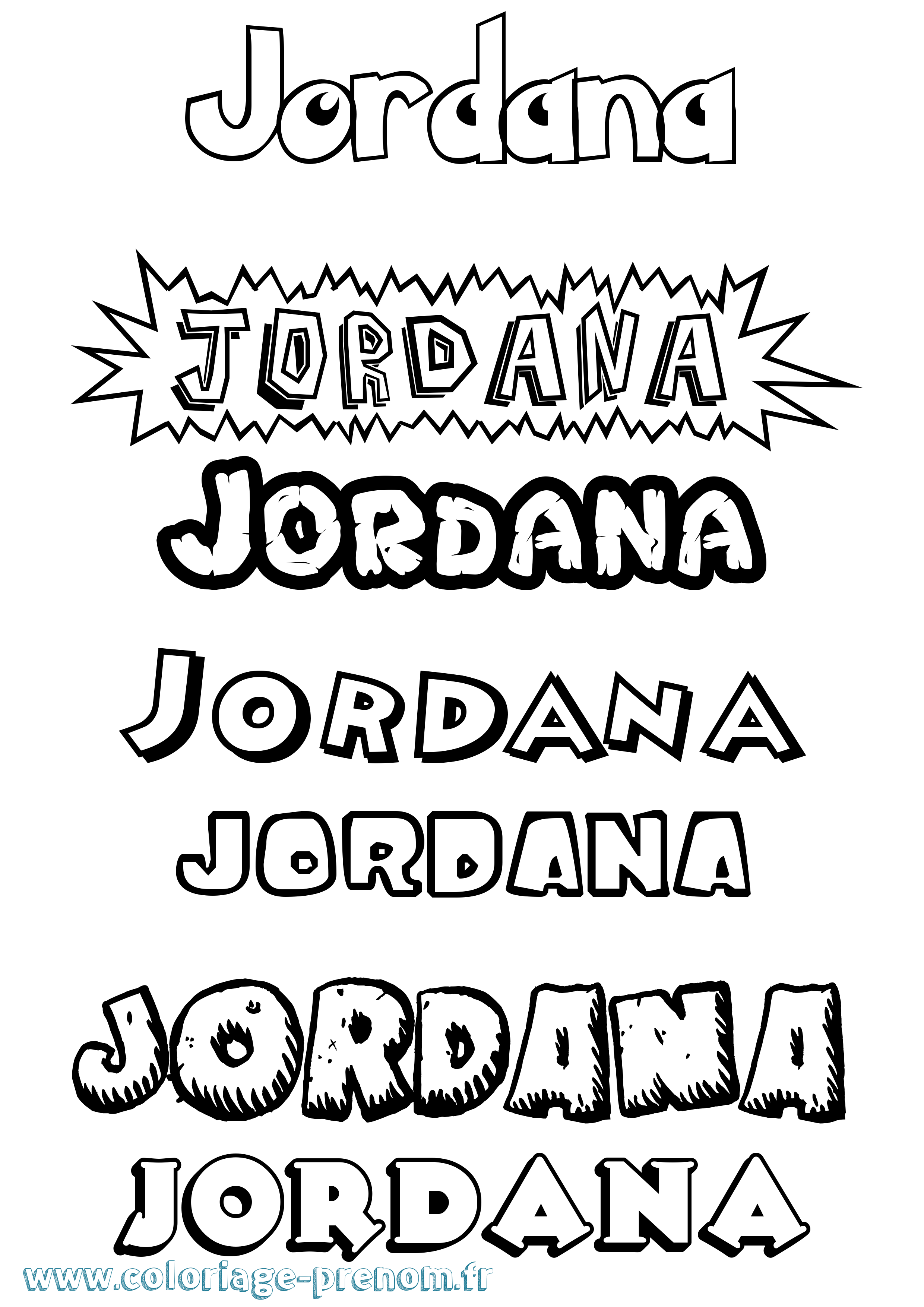 Coloriage prénom Jordana Dessin Animé