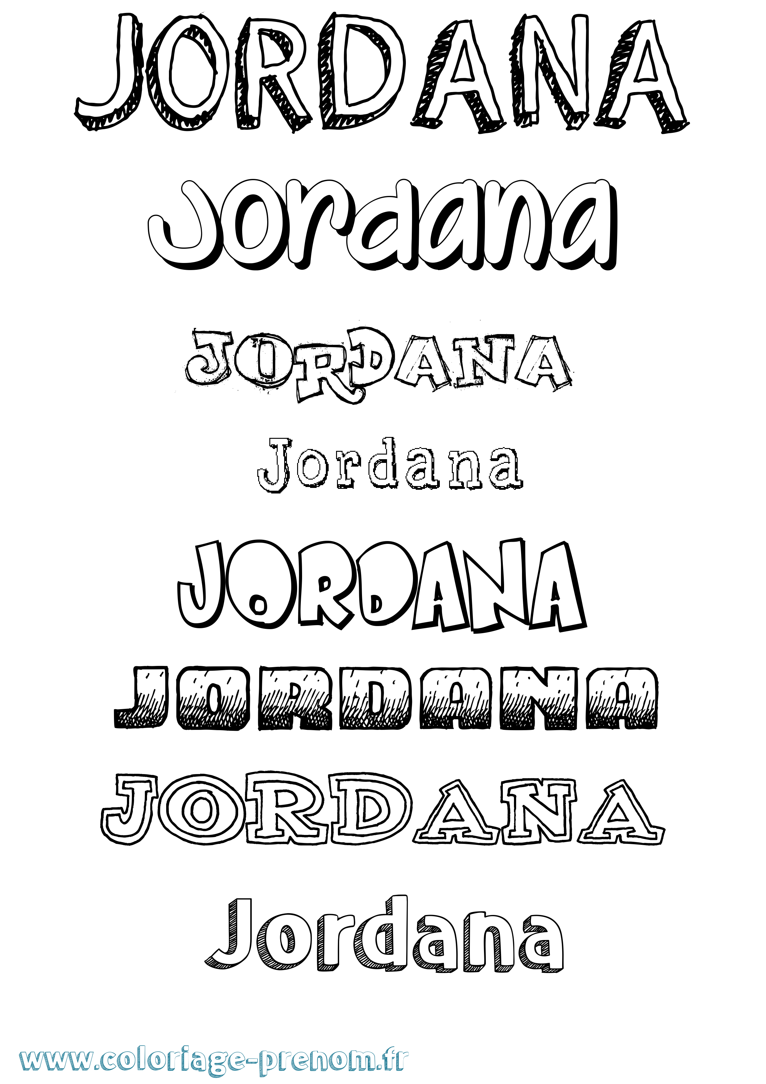 Coloriage prénom Jordana Dessiné