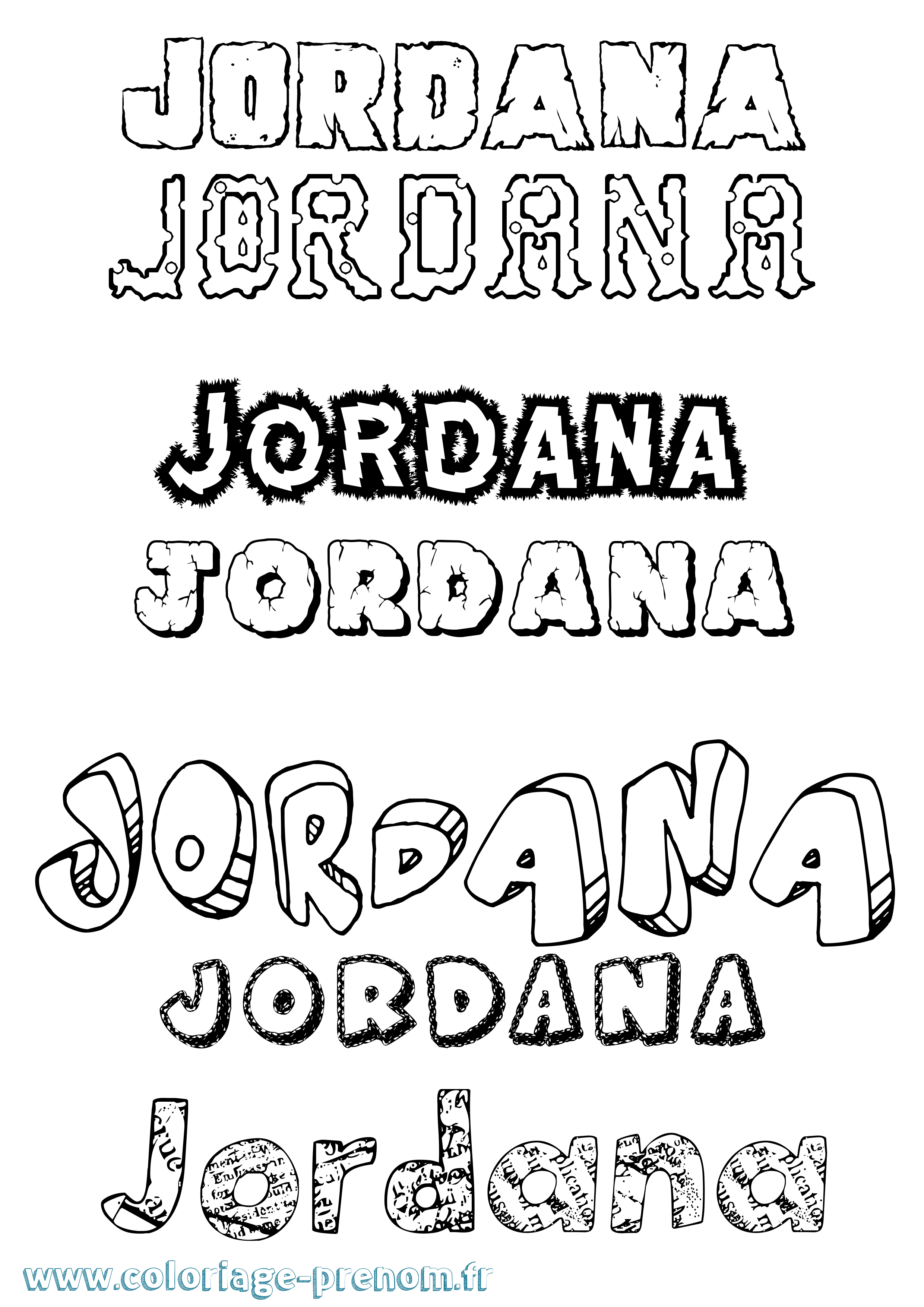 Coloriage prénom Jordana Destructuré