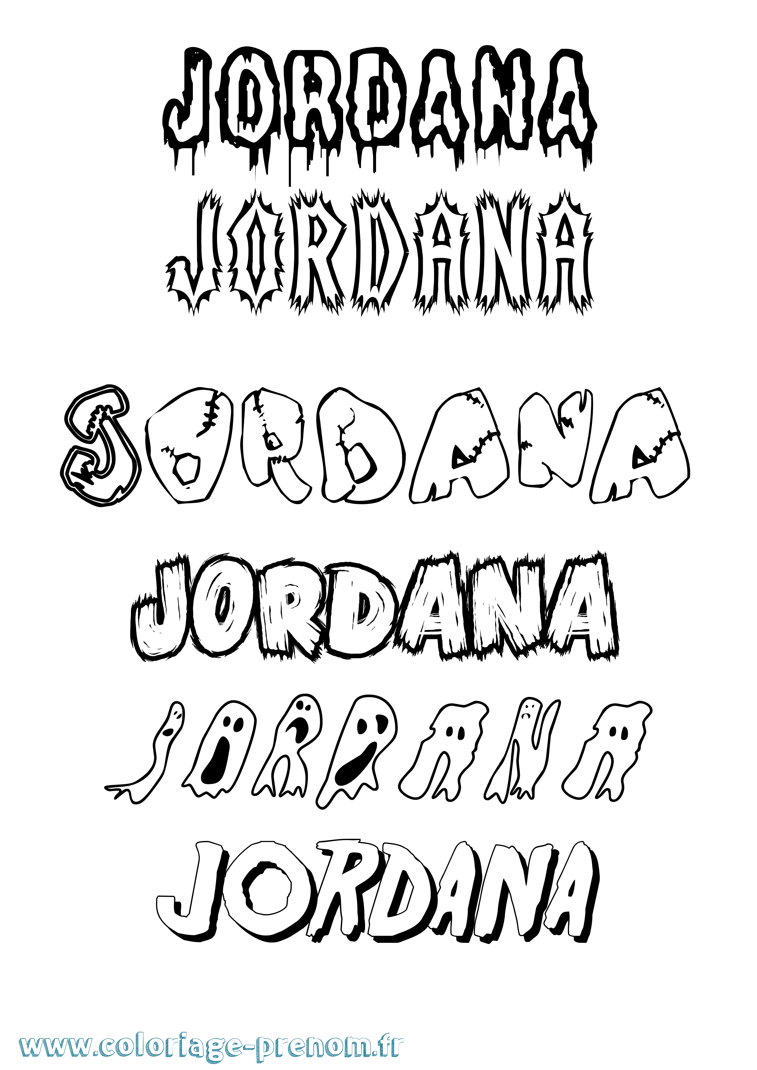 Coloriage prénom Jordana Frisson