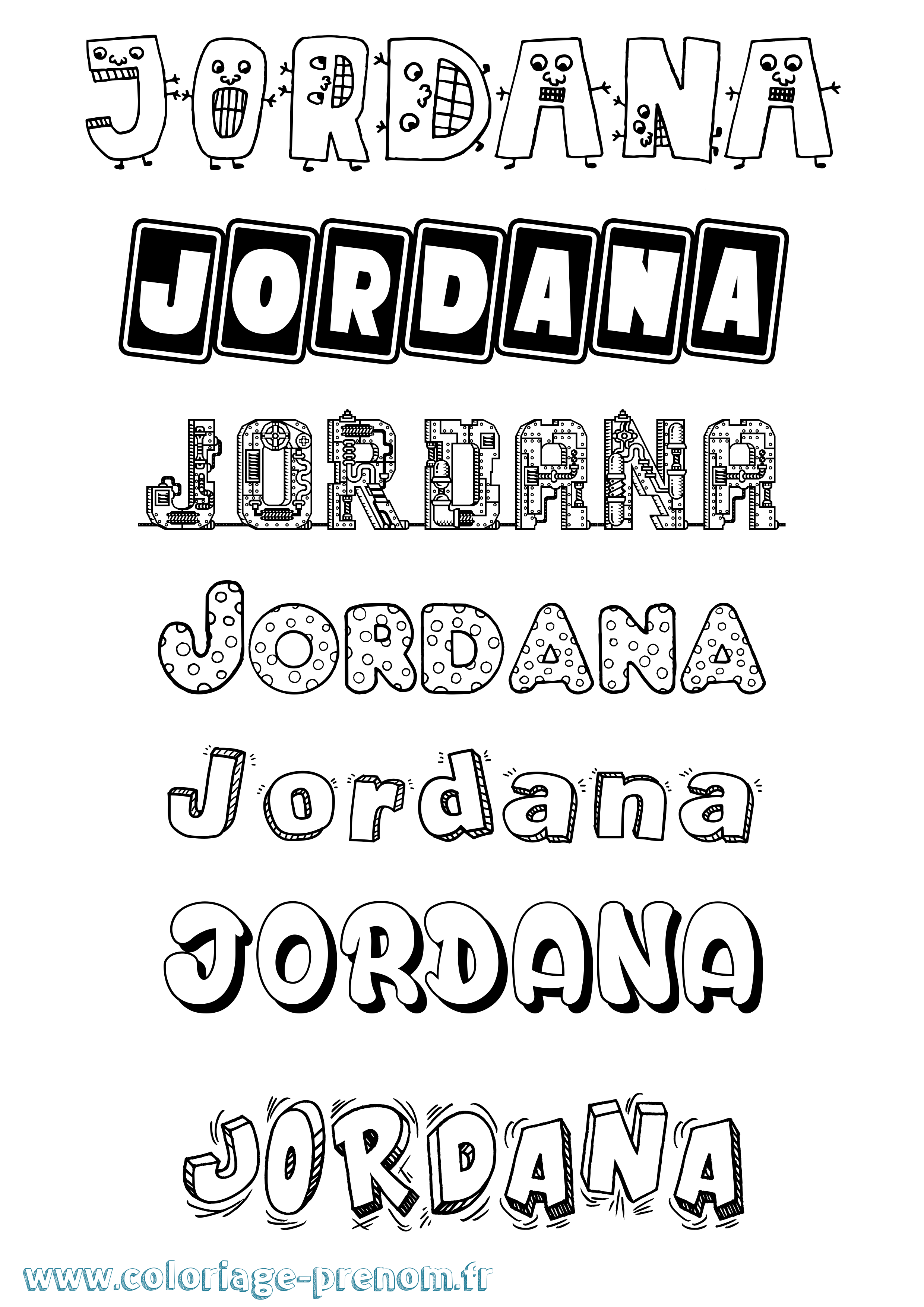 Coloriage prénom Jordana Fun