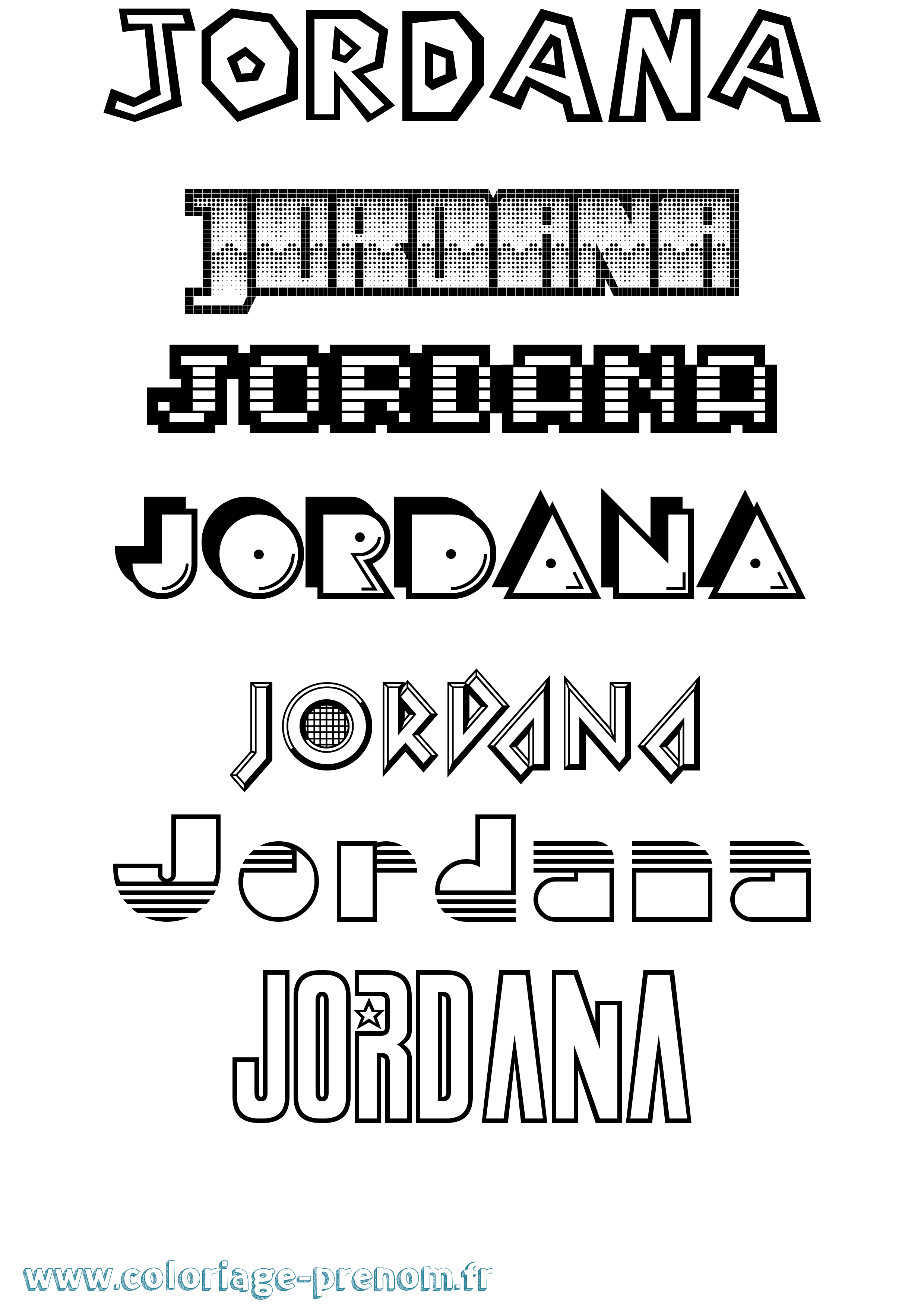 Coloriage prénom Jordana Jeux Vidéos
