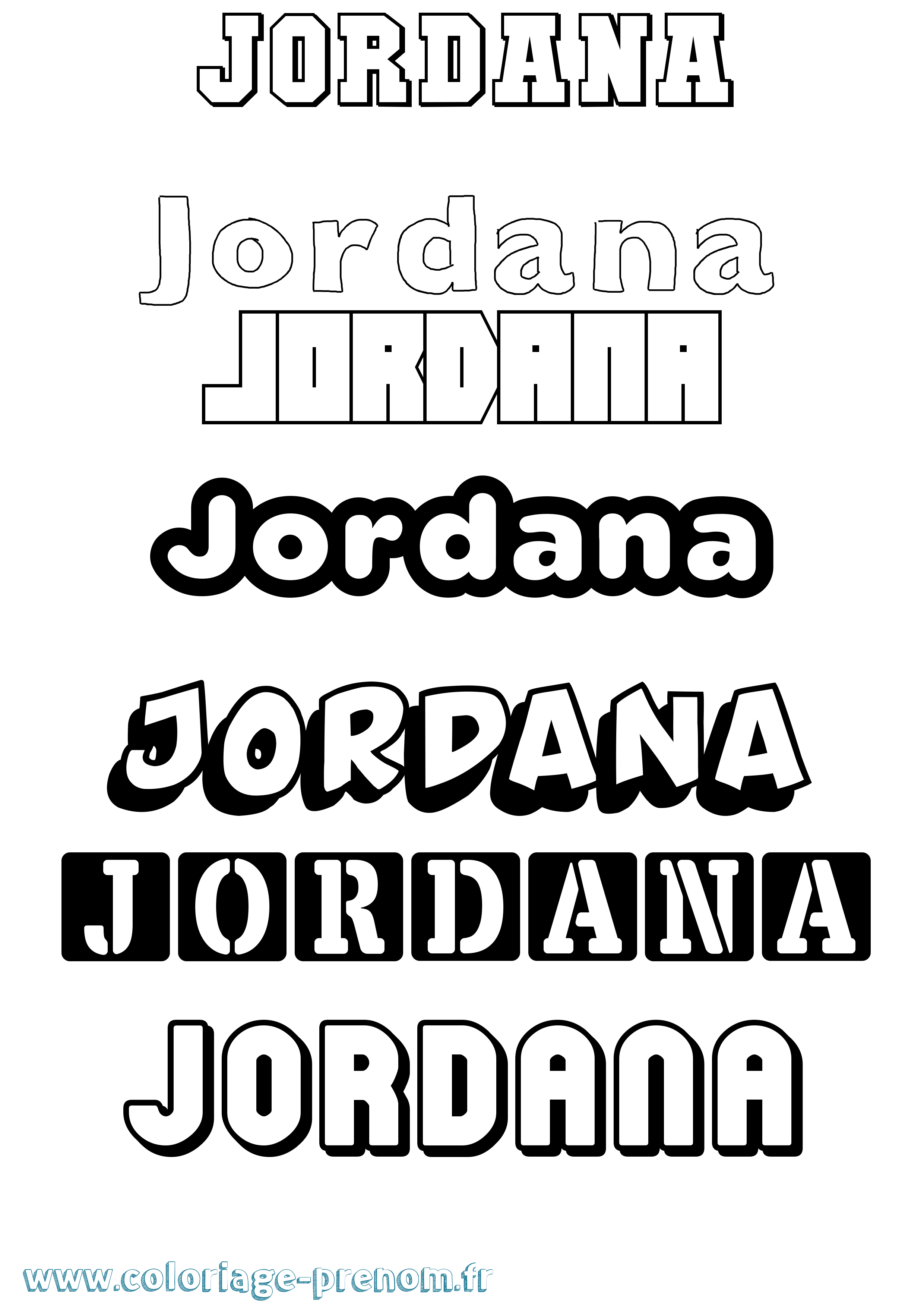 Coloriage prénom Jordana Simple
