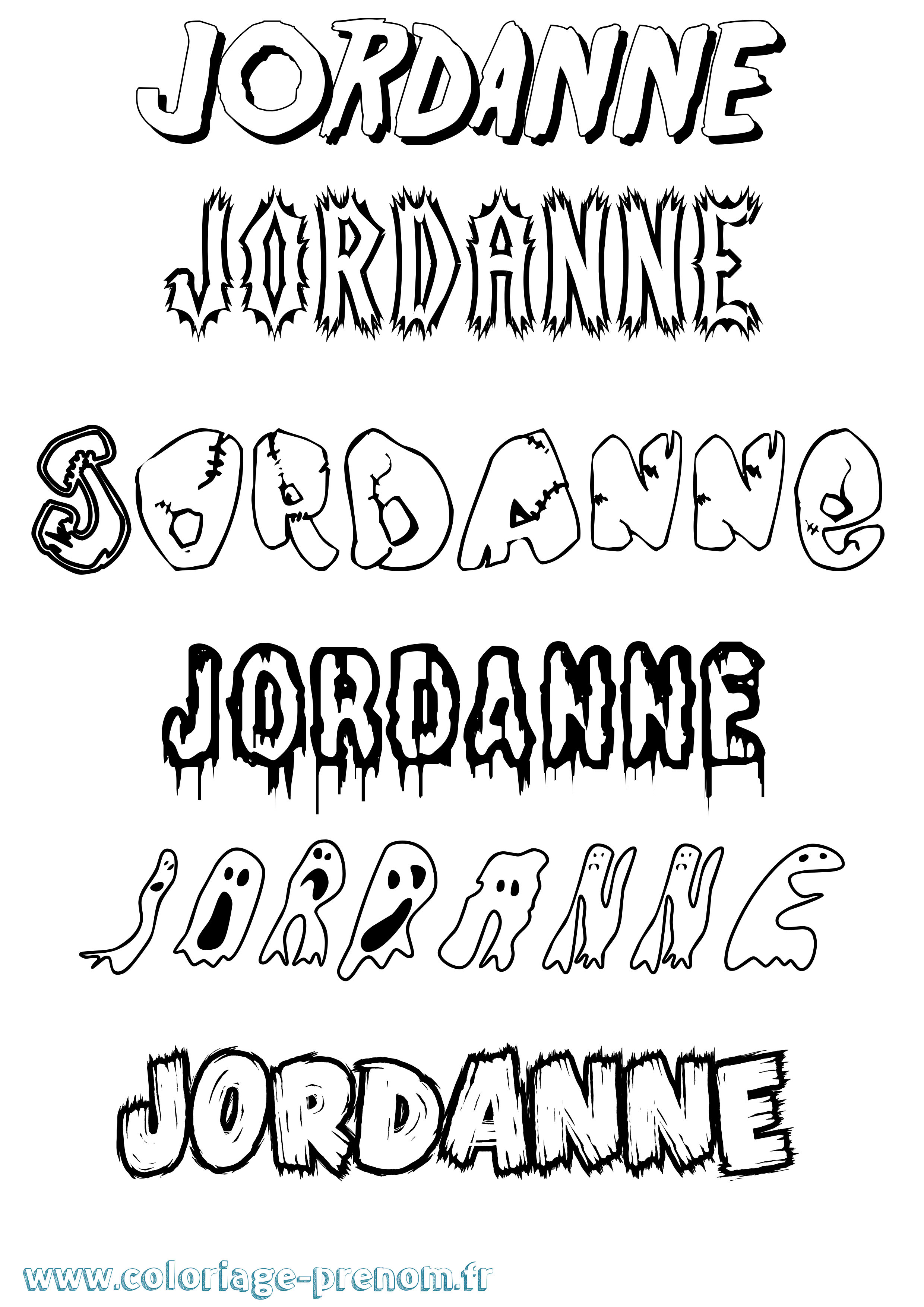 Coloriage prénom Jordanne Frisson