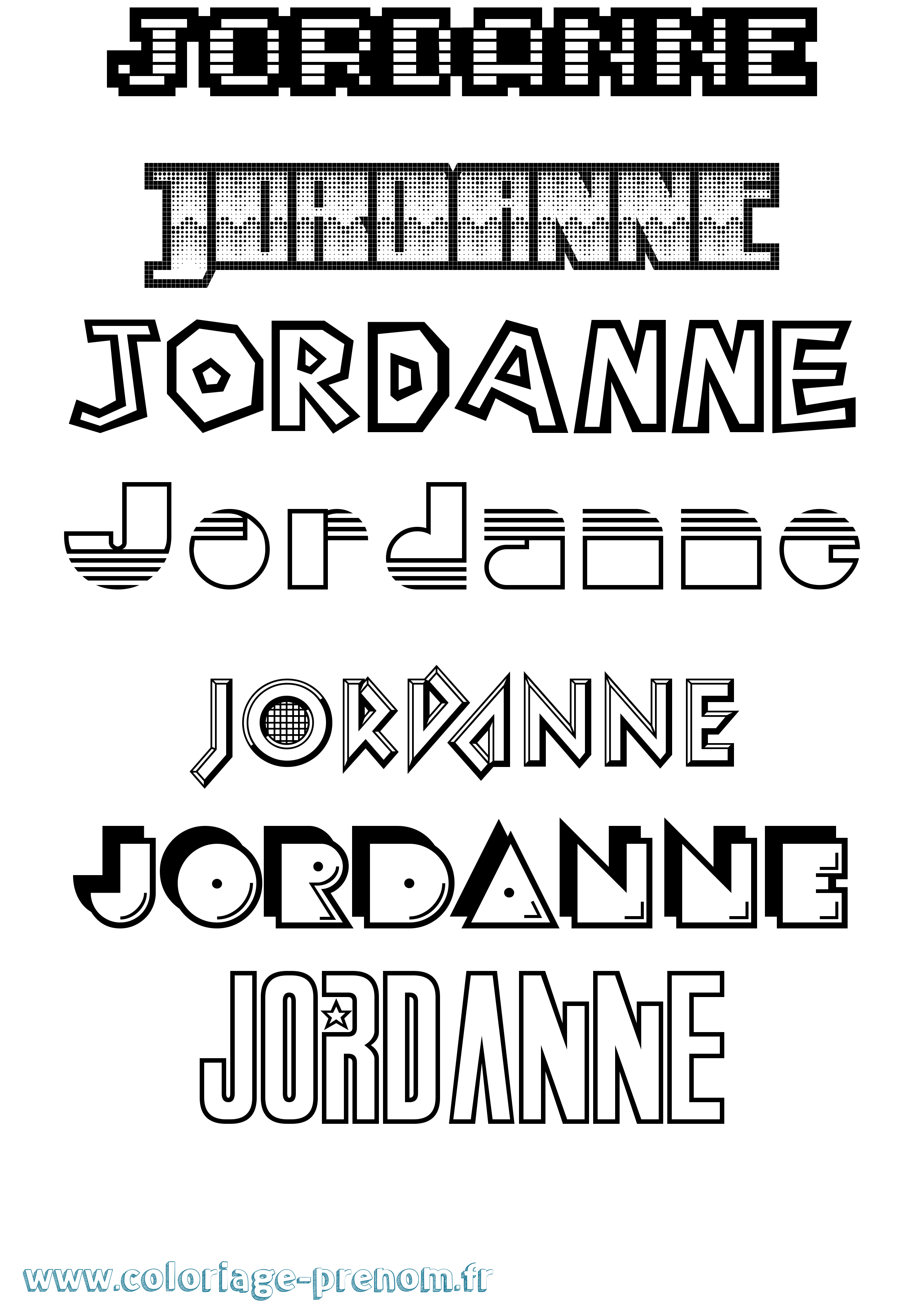 Coloriage du prénom Jordanne  à Imprimer ou Télécharger facilement