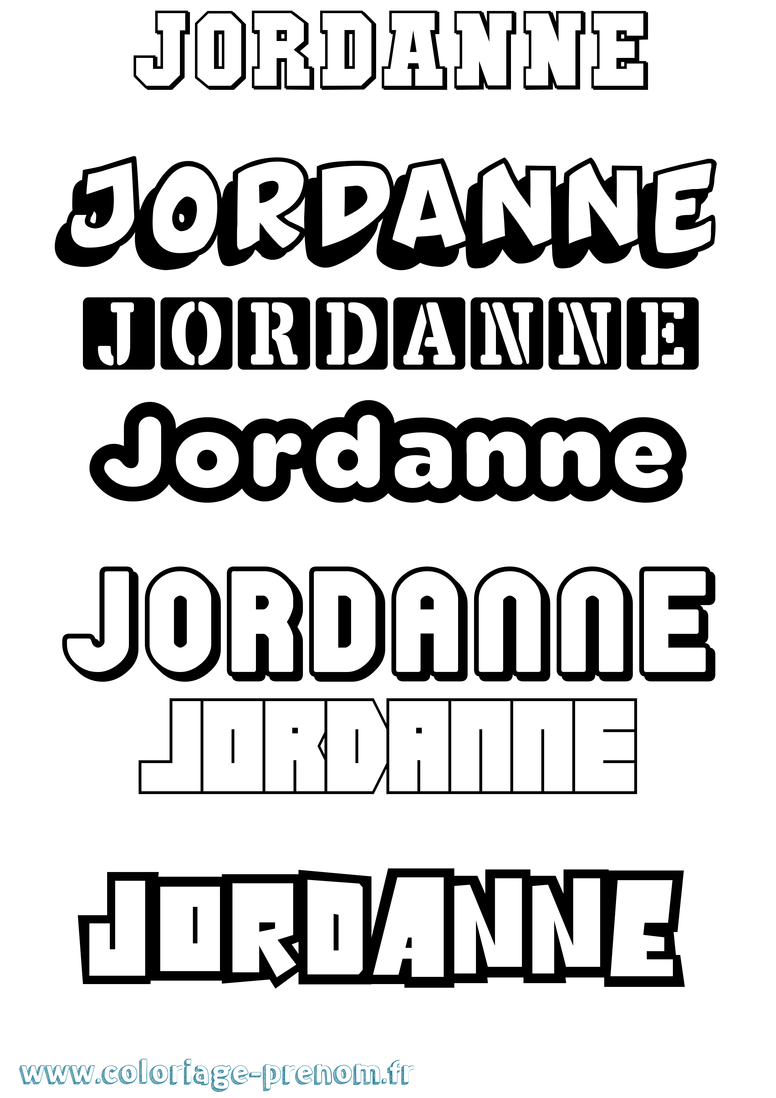 Coloriage prénom Jordanne Simple