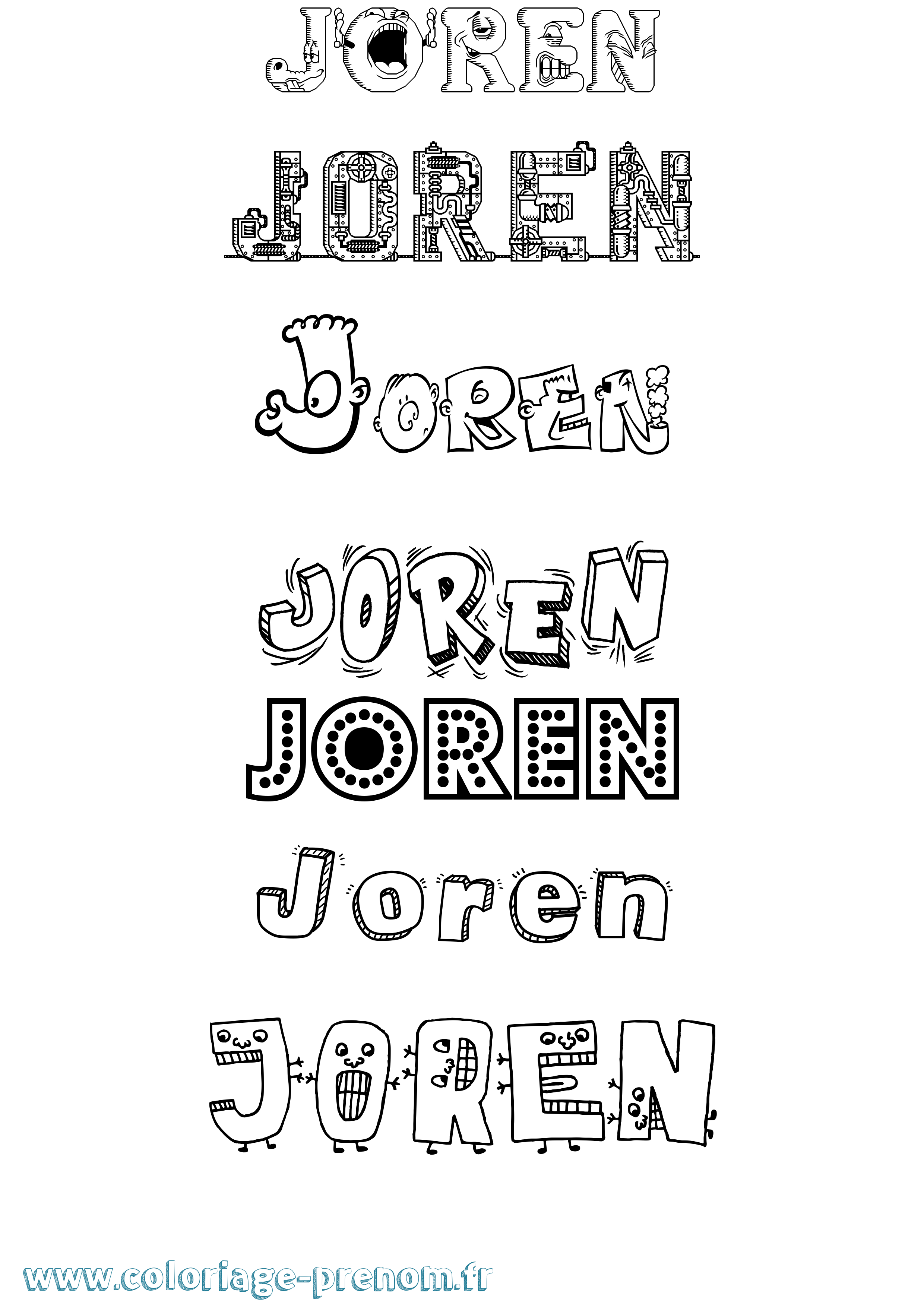 Coloriage prénom Joren Fun