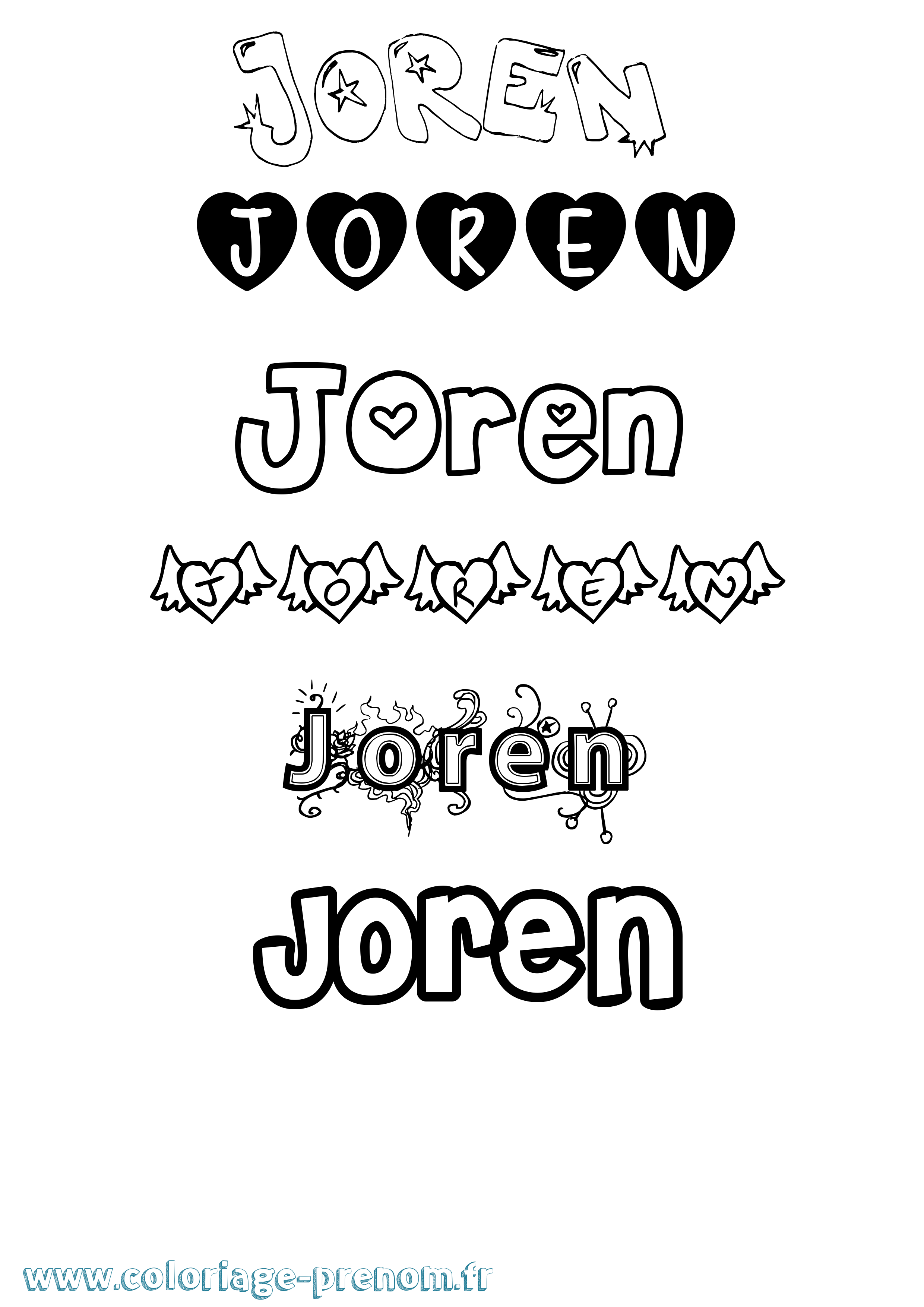 Coloriage prénom Joren Girly