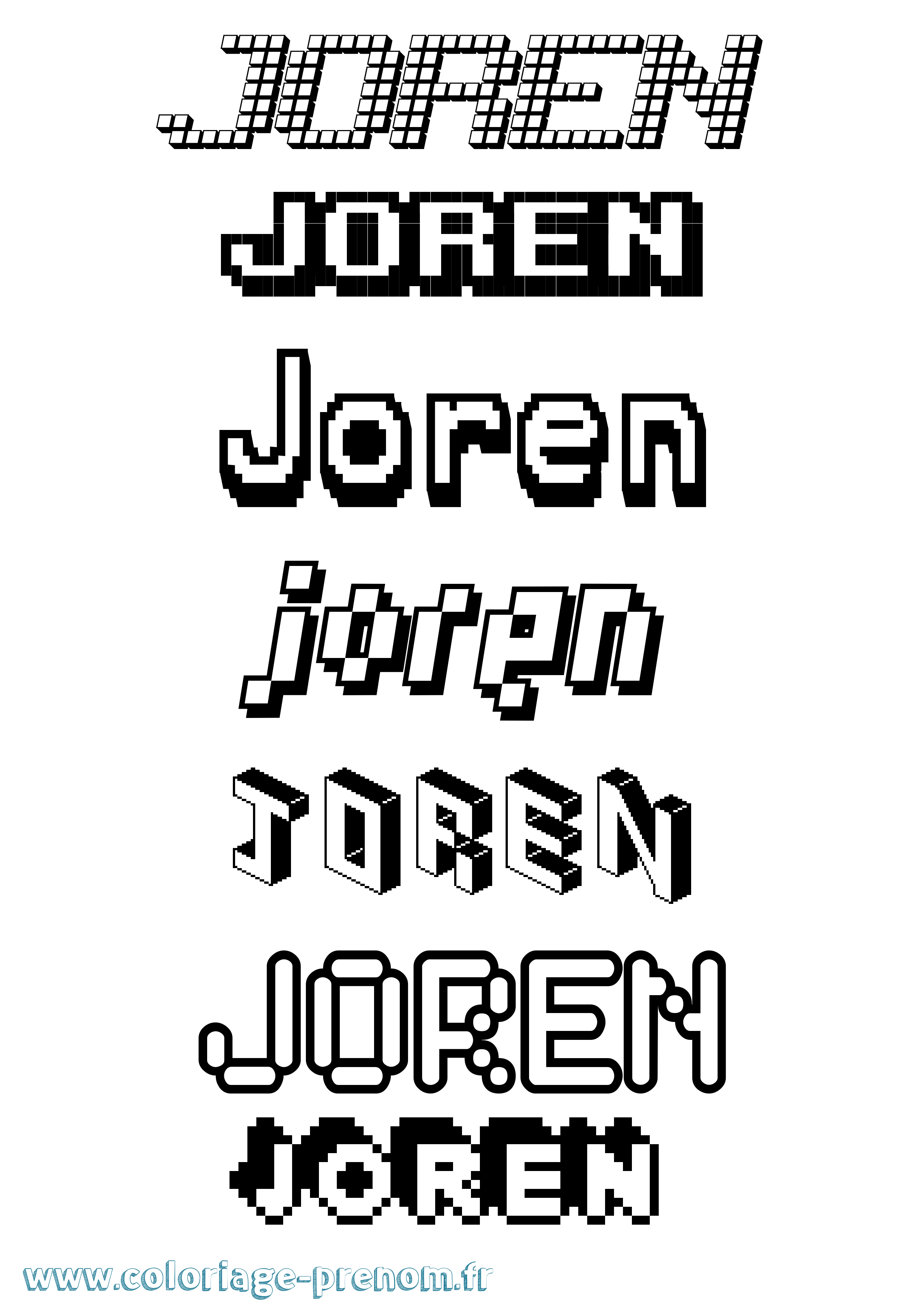Coloriage prénom Joren Pixel