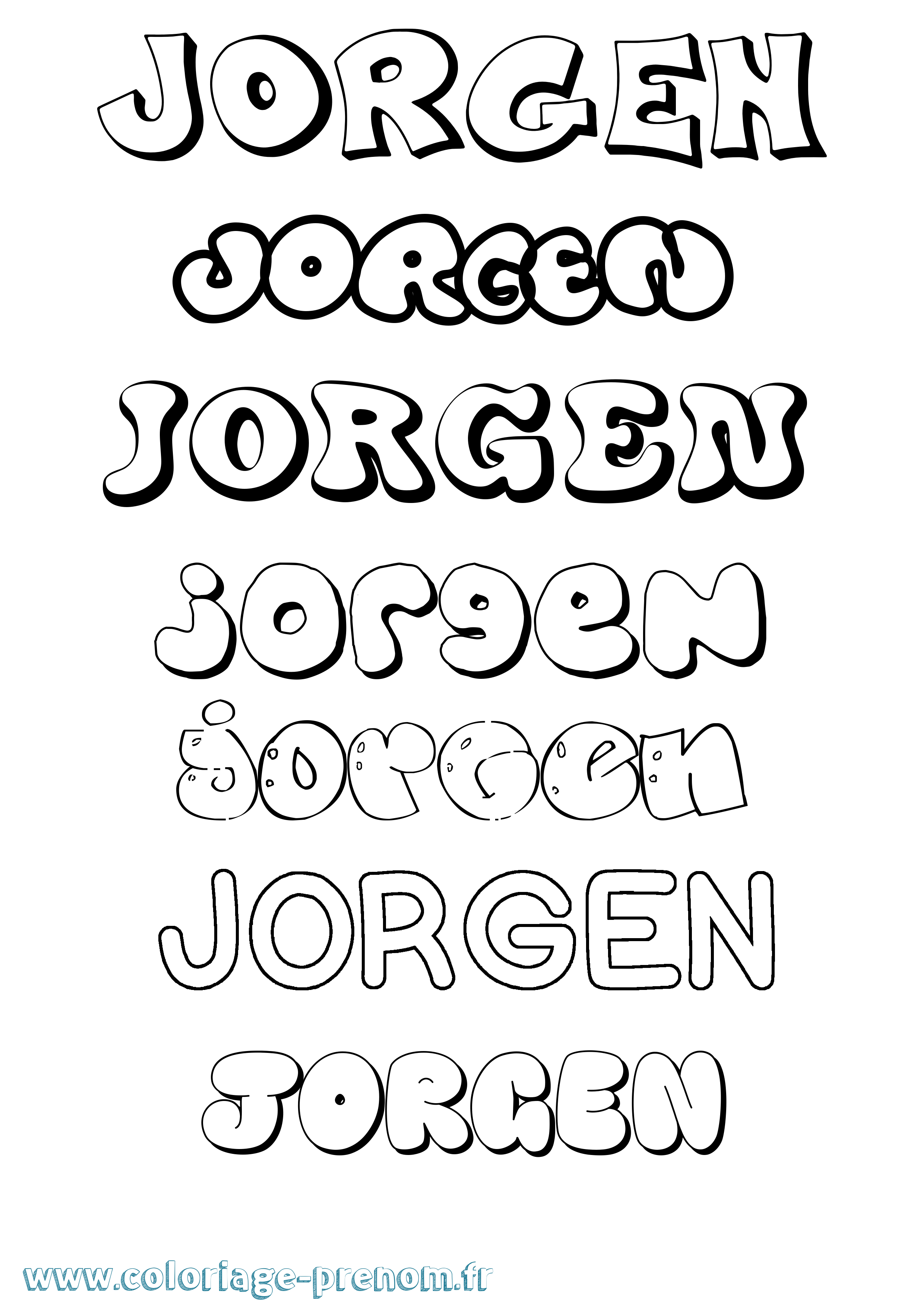 Coloriage prénom Jorgen Bubble