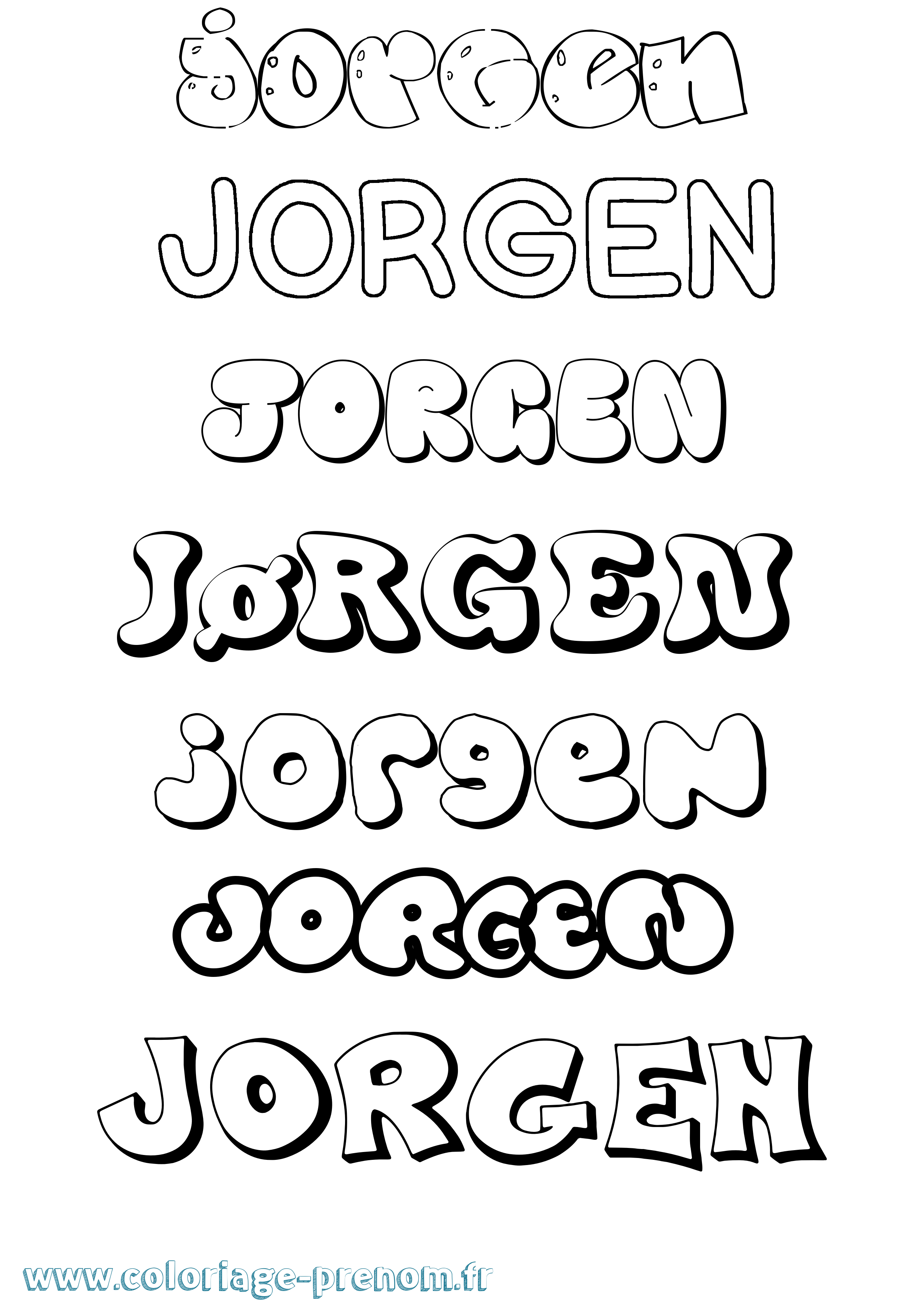 Coloriage prénom Jørgen Bubble