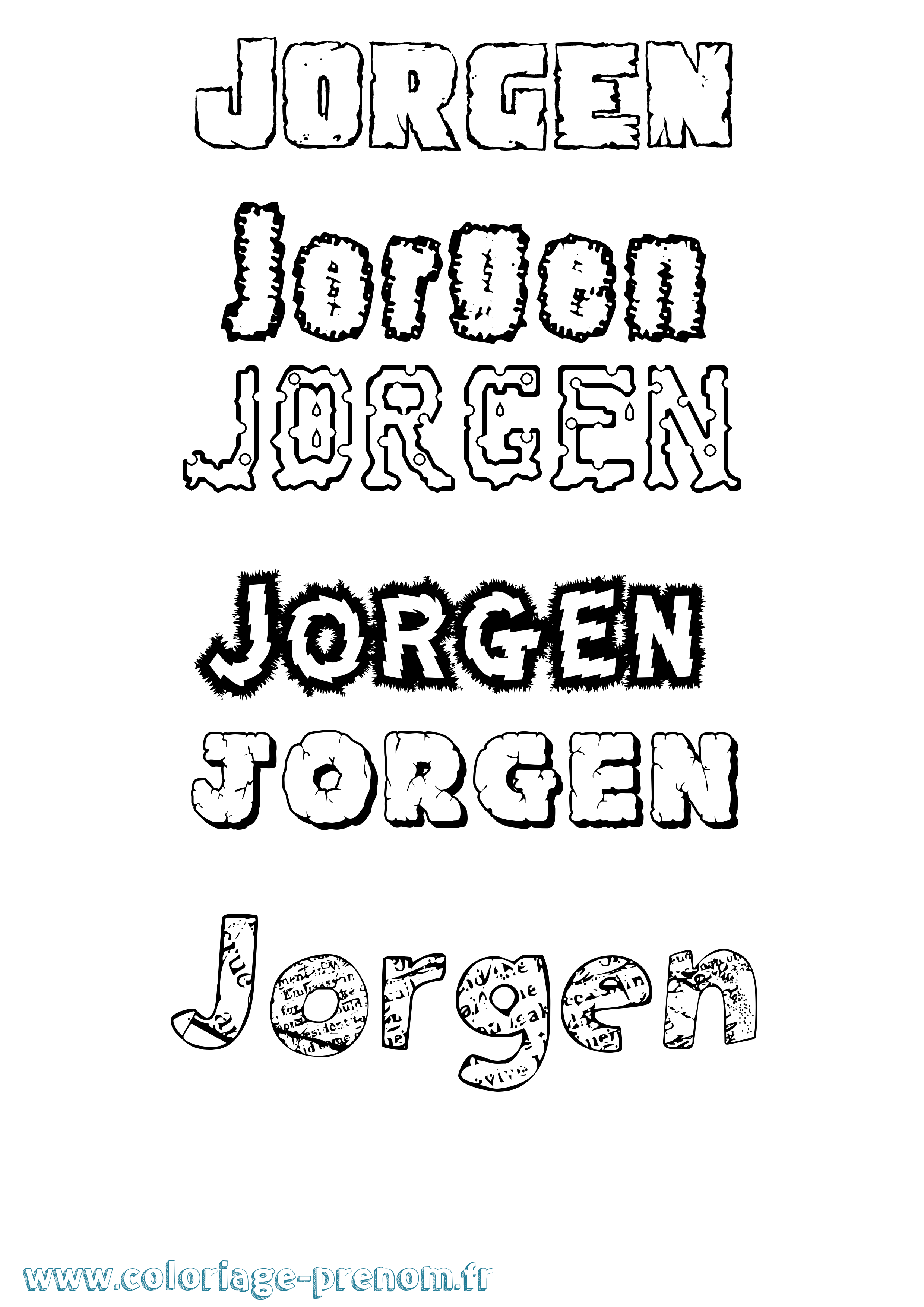 Coloriage prénom Jorgen Destructuré